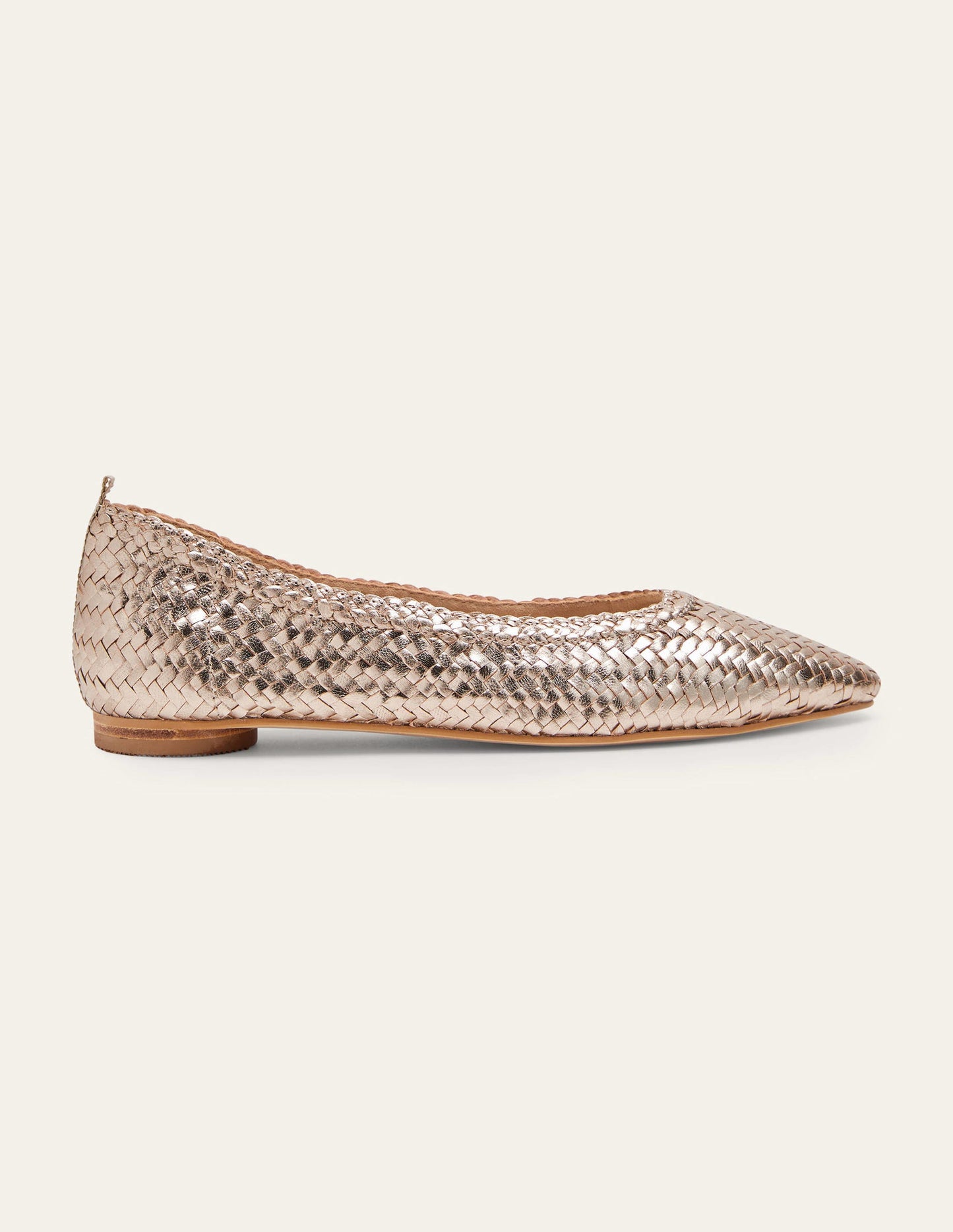 Ballerinas mit mandelförmiger Zehenpartie-Metallic-Gold, Gewebt