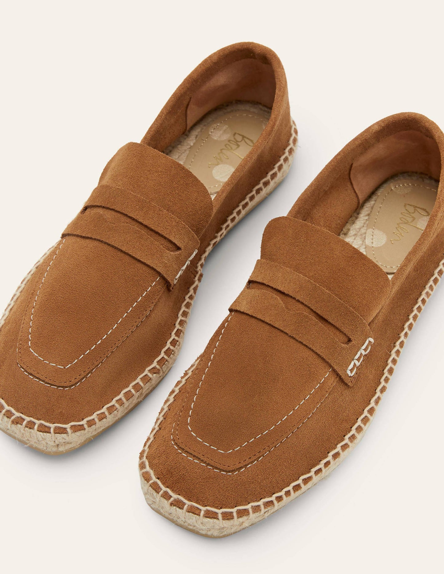 Espadrille-Loafer aus Veloursleder-Hellbraun