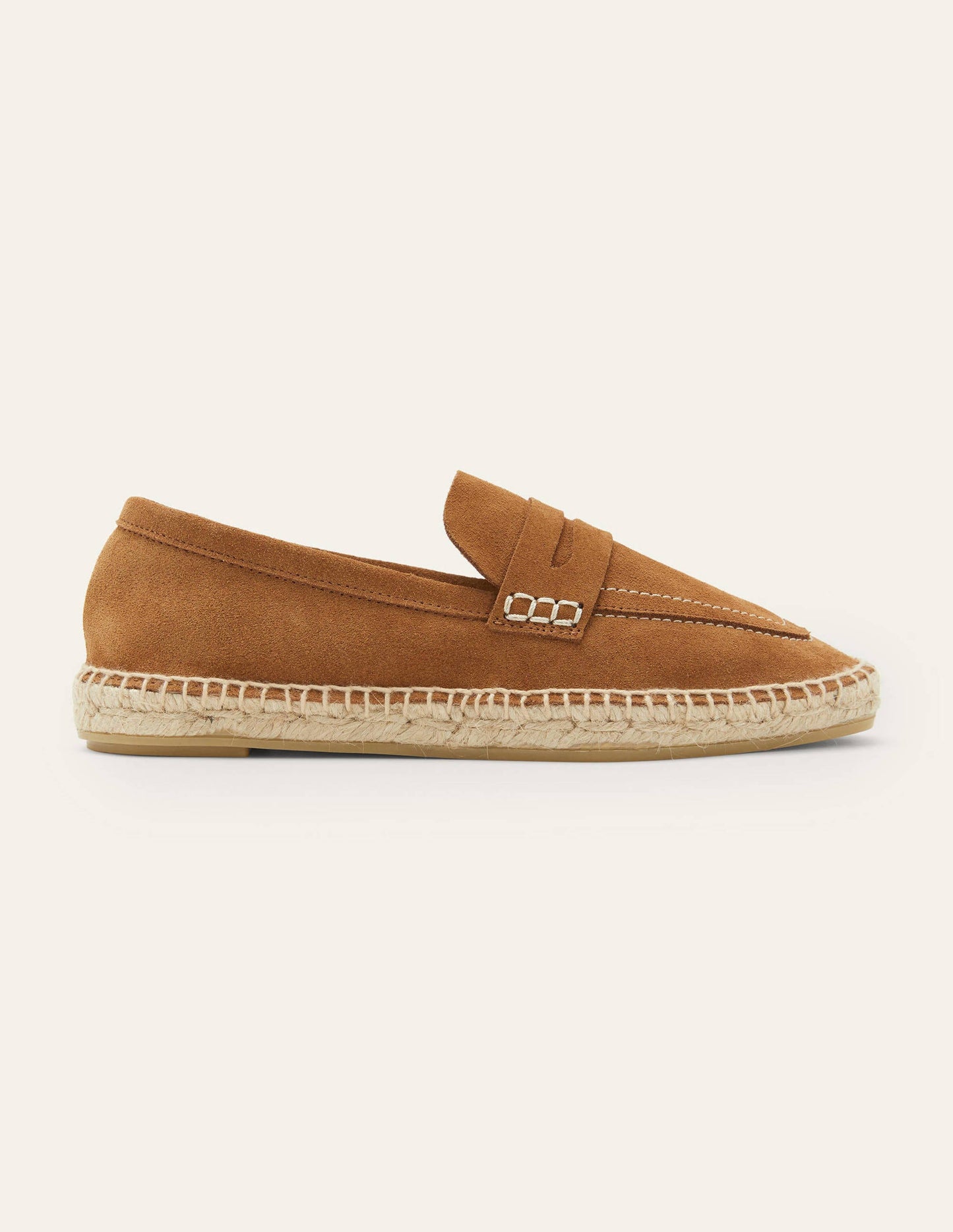 Espadrille-Loafer aus Veloursleder-Hellbraun