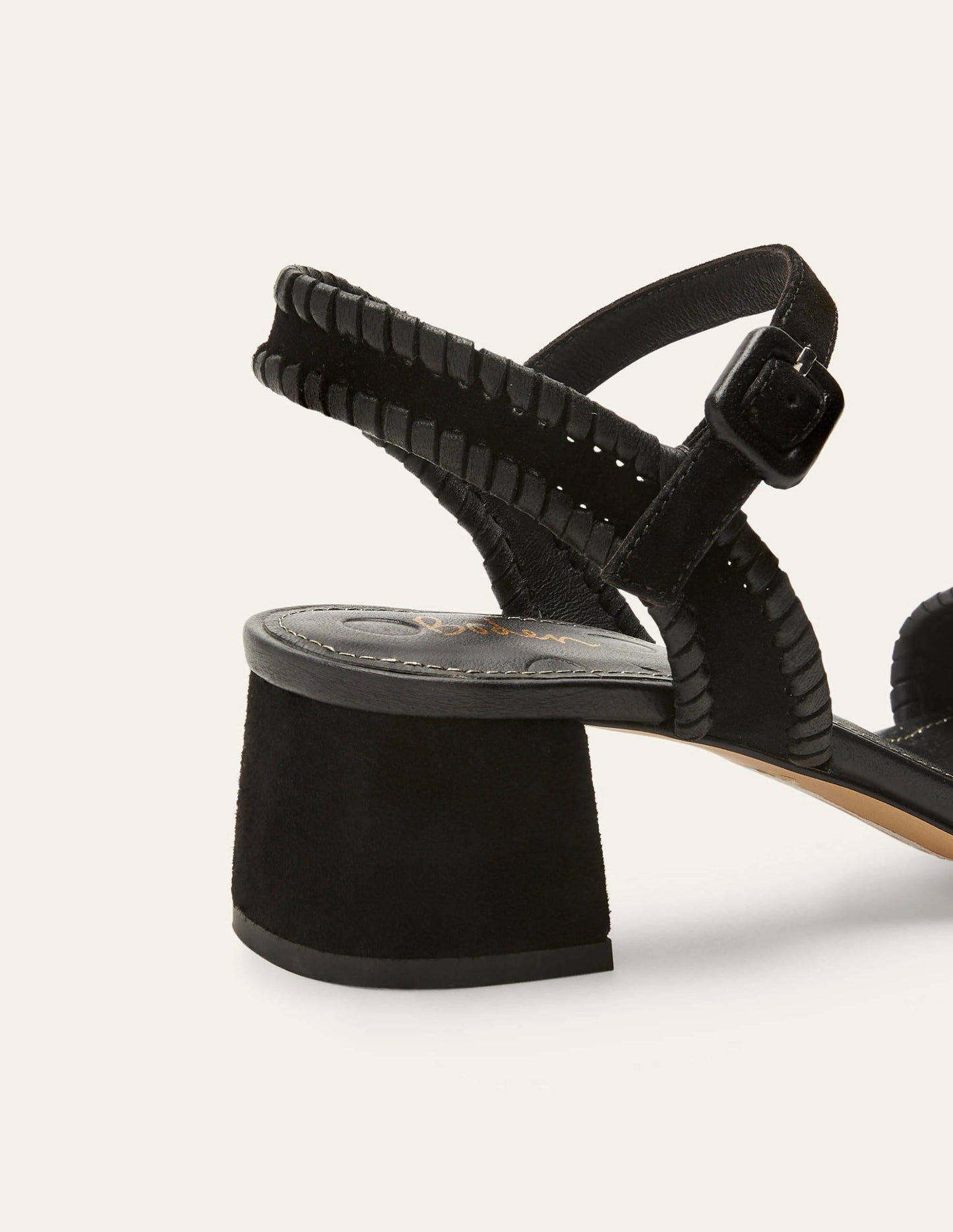 Veloursledersandalen mit Blockabsatz-Schwarz