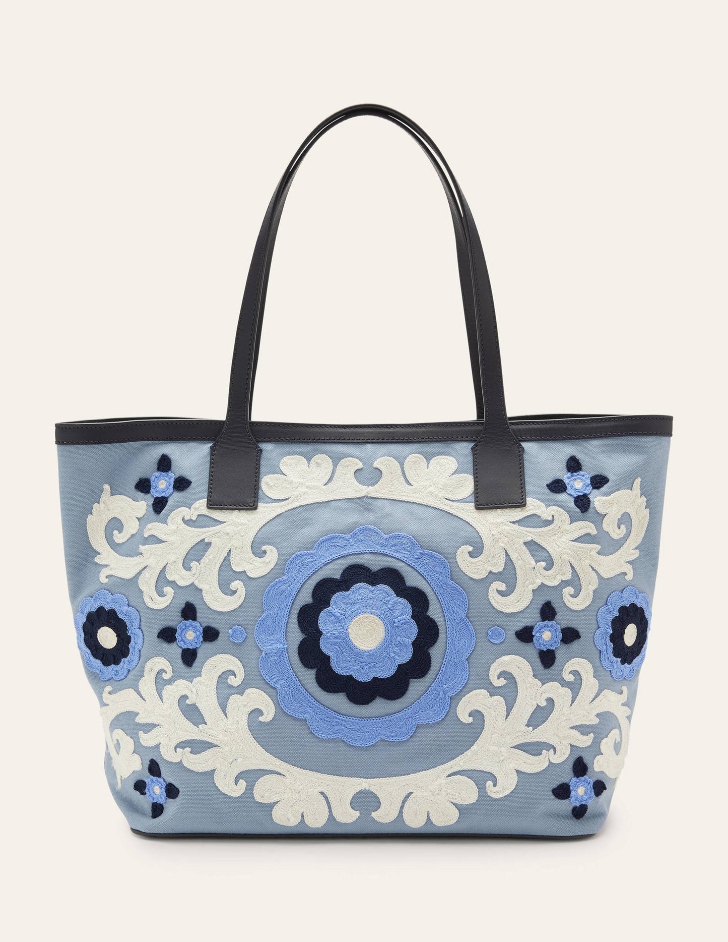 Bestickter Canvas-Shopper-Graublau