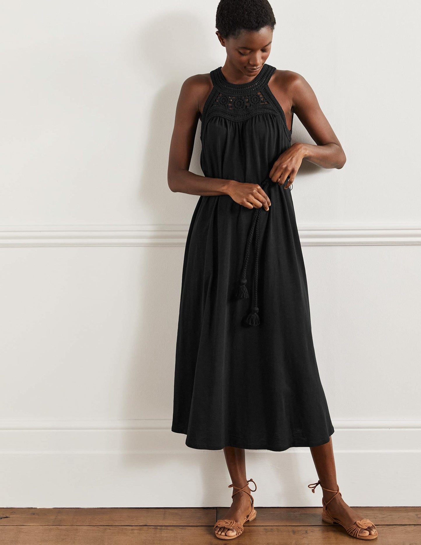 Anais Jersey-Midikleid-Schwarz