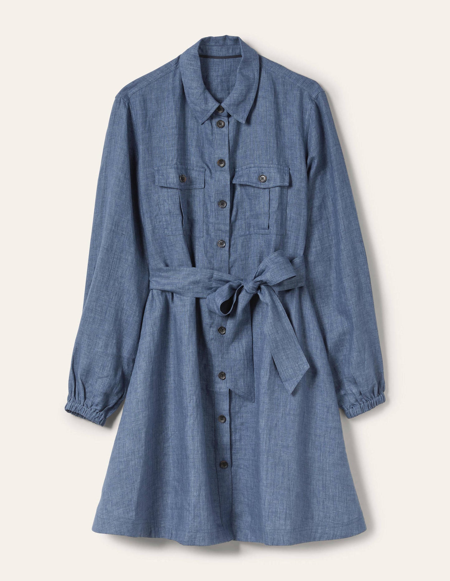 Ausgestelltes Mini-Hemdblusenkleid-Mittlerer Faux-Uni