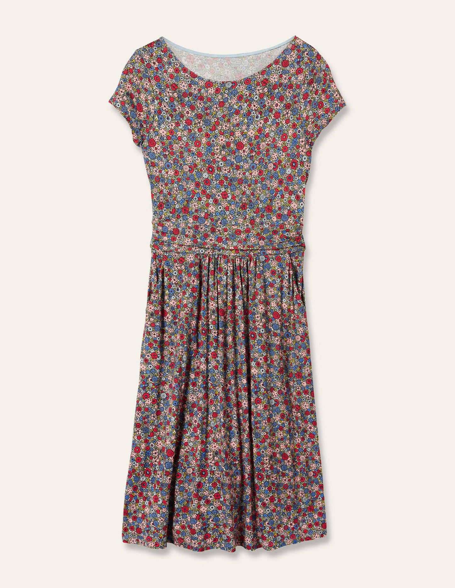 Amelie Jerseykleid-Rivierablau, Gruppierte Blumen