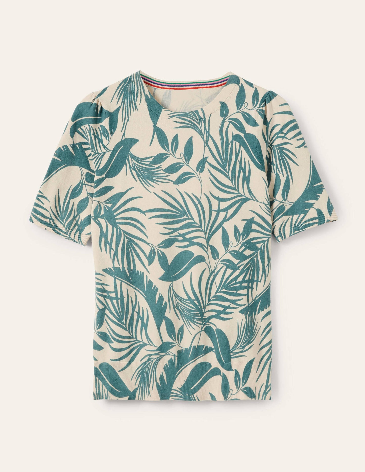 Cotton Crew Knitted Top-Milkshake, Tropic Foliage
