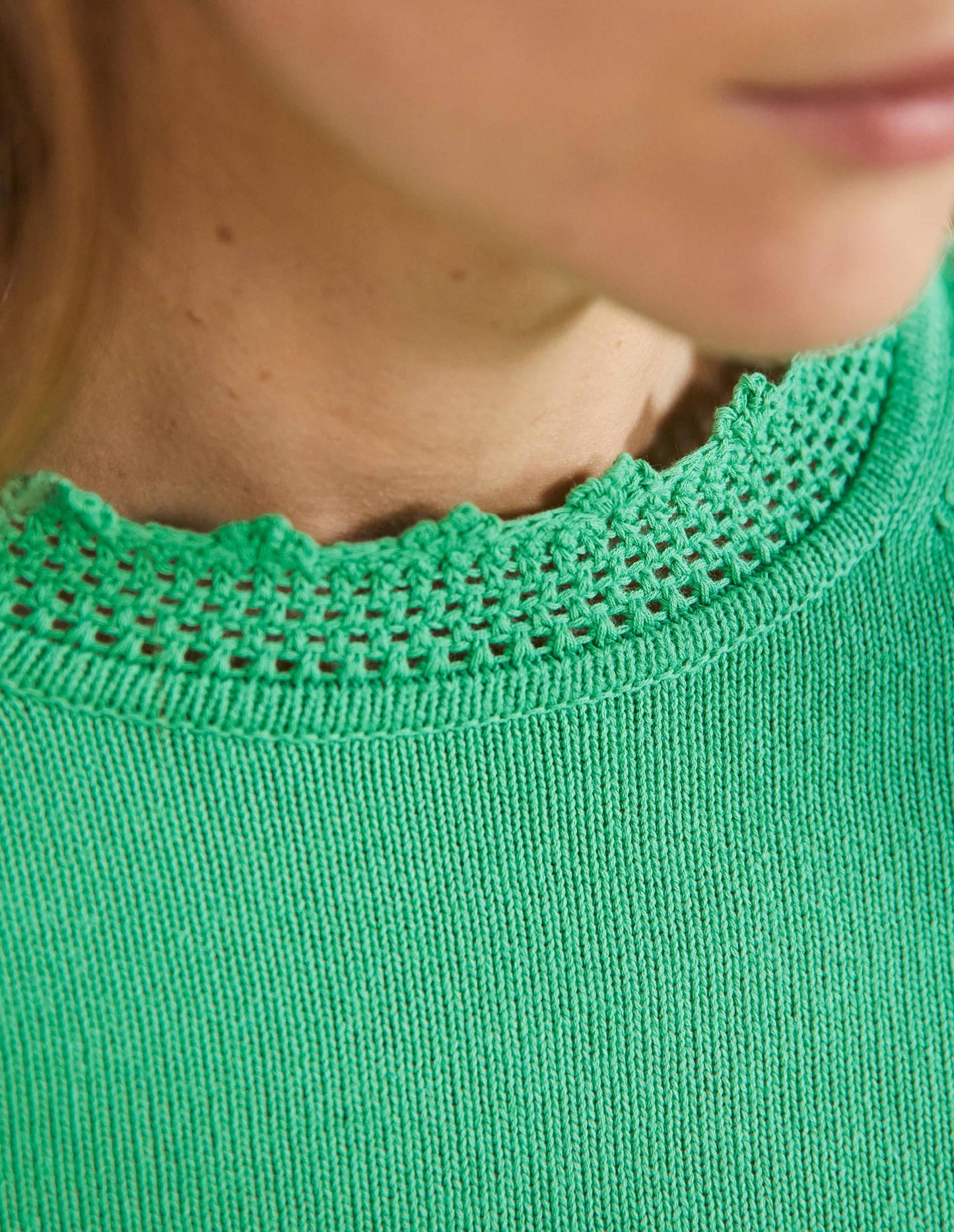 Strickpullover mit Detail am Ärmel-Grüne Lagune