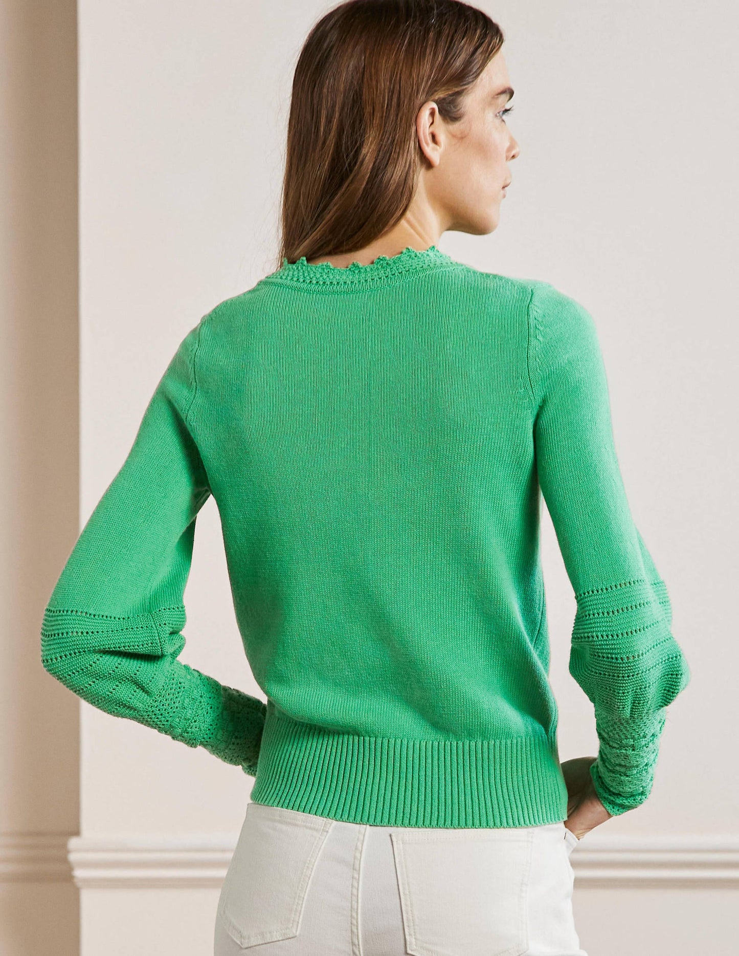 Strickpullover mit Detail am Ärmel-Grüne Lagune