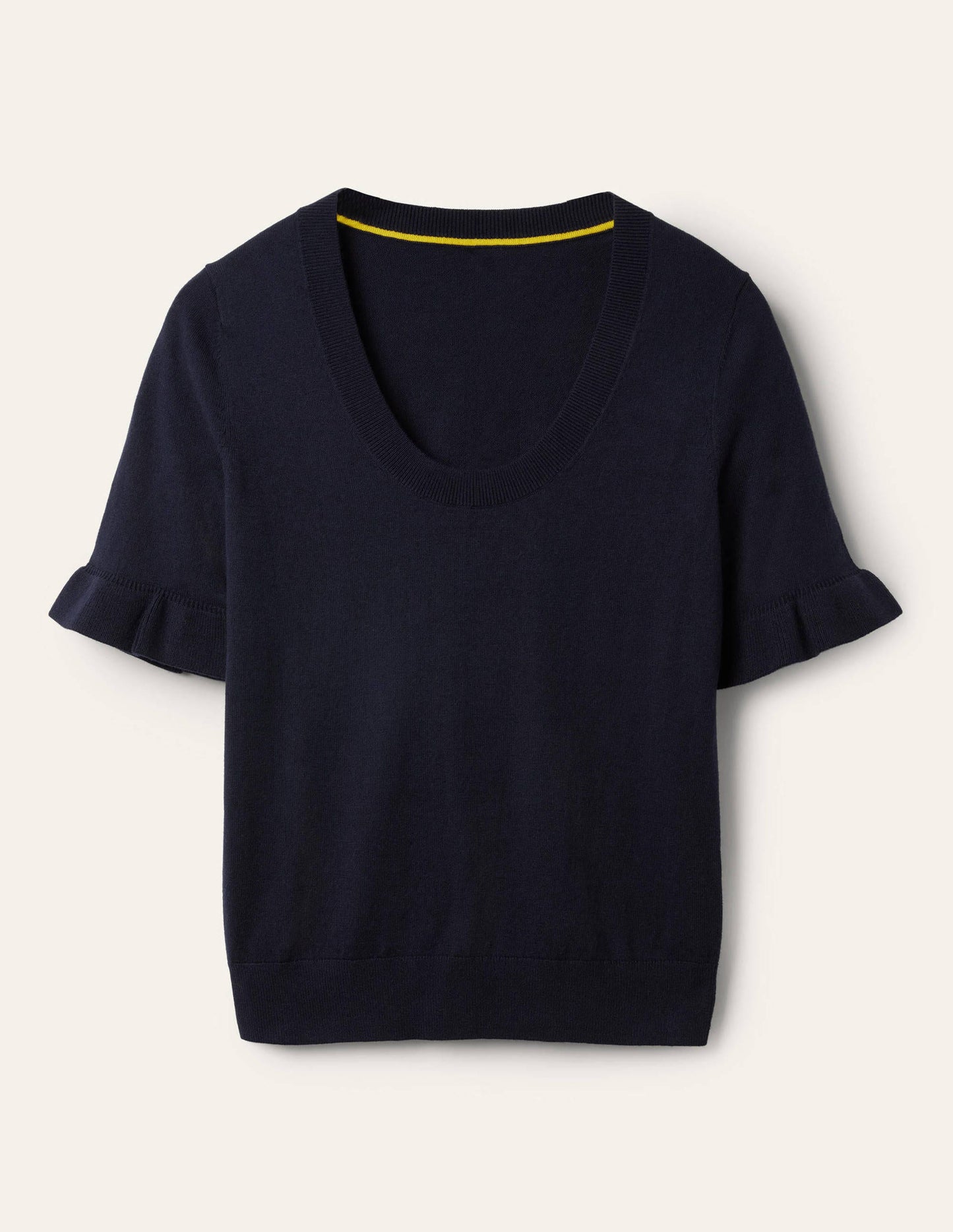 Strick-T-Shirt mit Rüschenärmeln-Marineblau