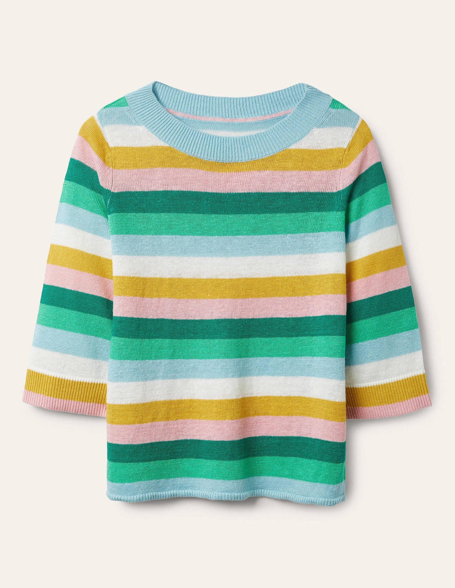 Pull oversize en lin-Clairière ombragée, arc-en-ciel vert