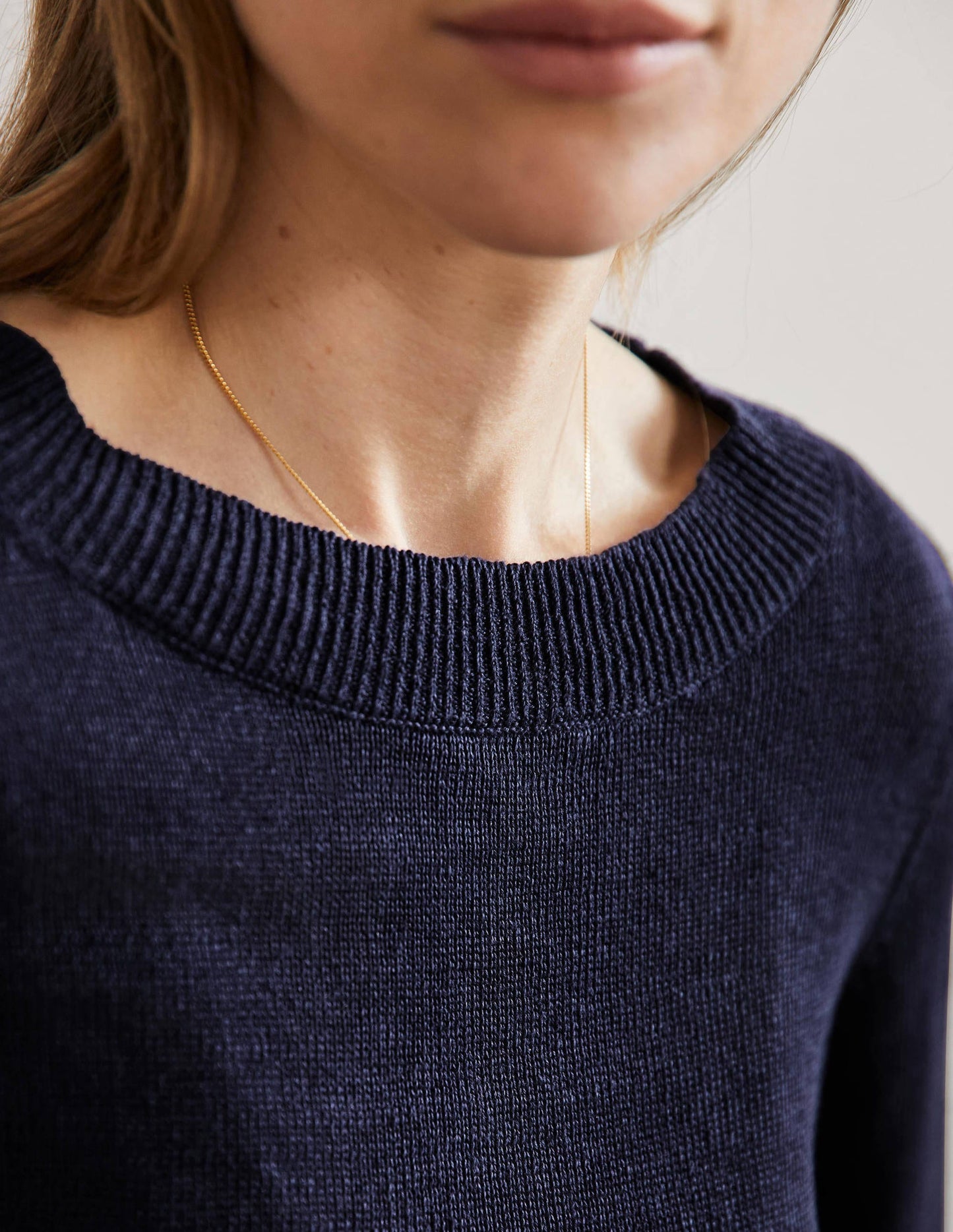 Oversize-Pullover aus Leinen-Marineblau