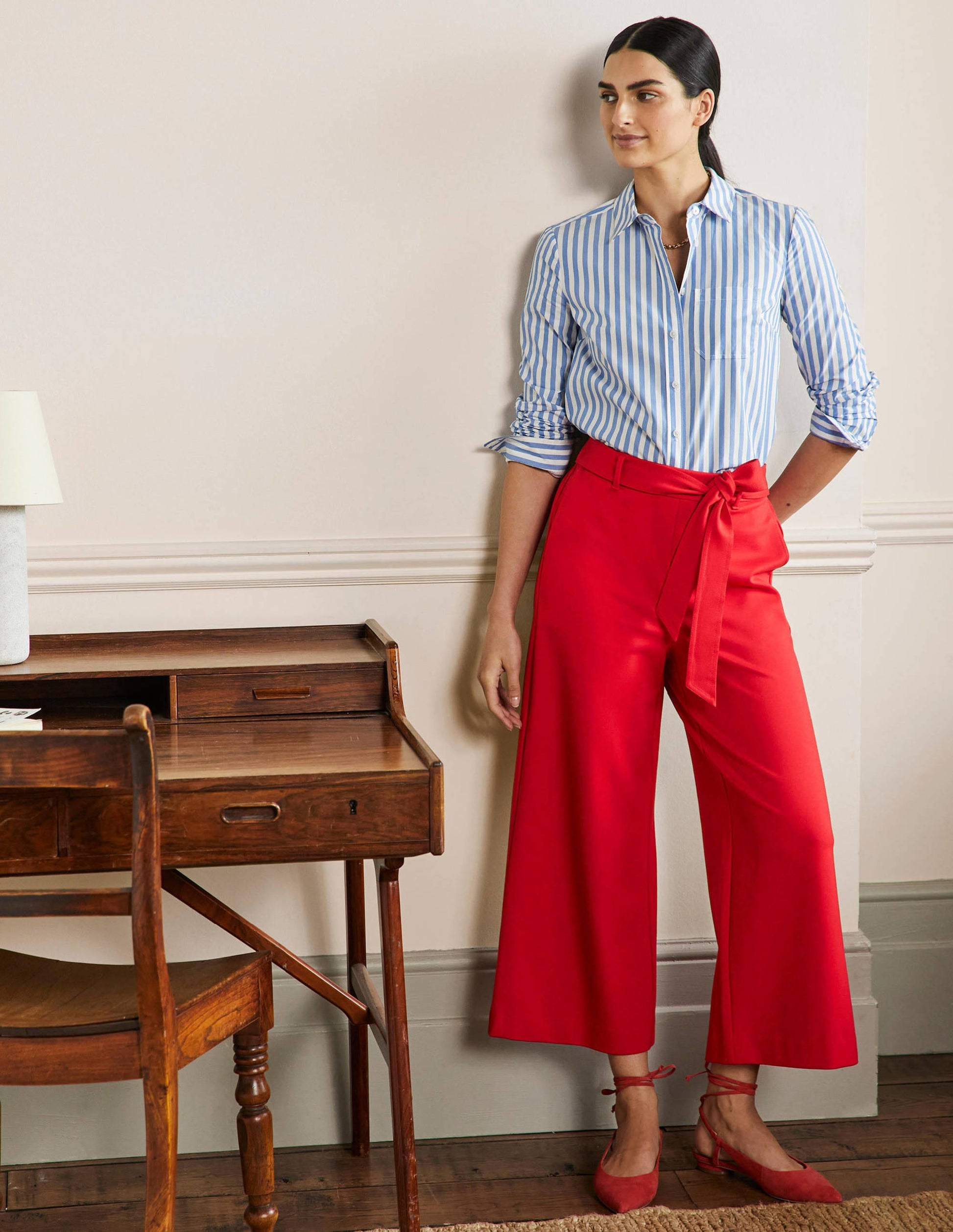 Jersey Pull-On Culottes-Red-1