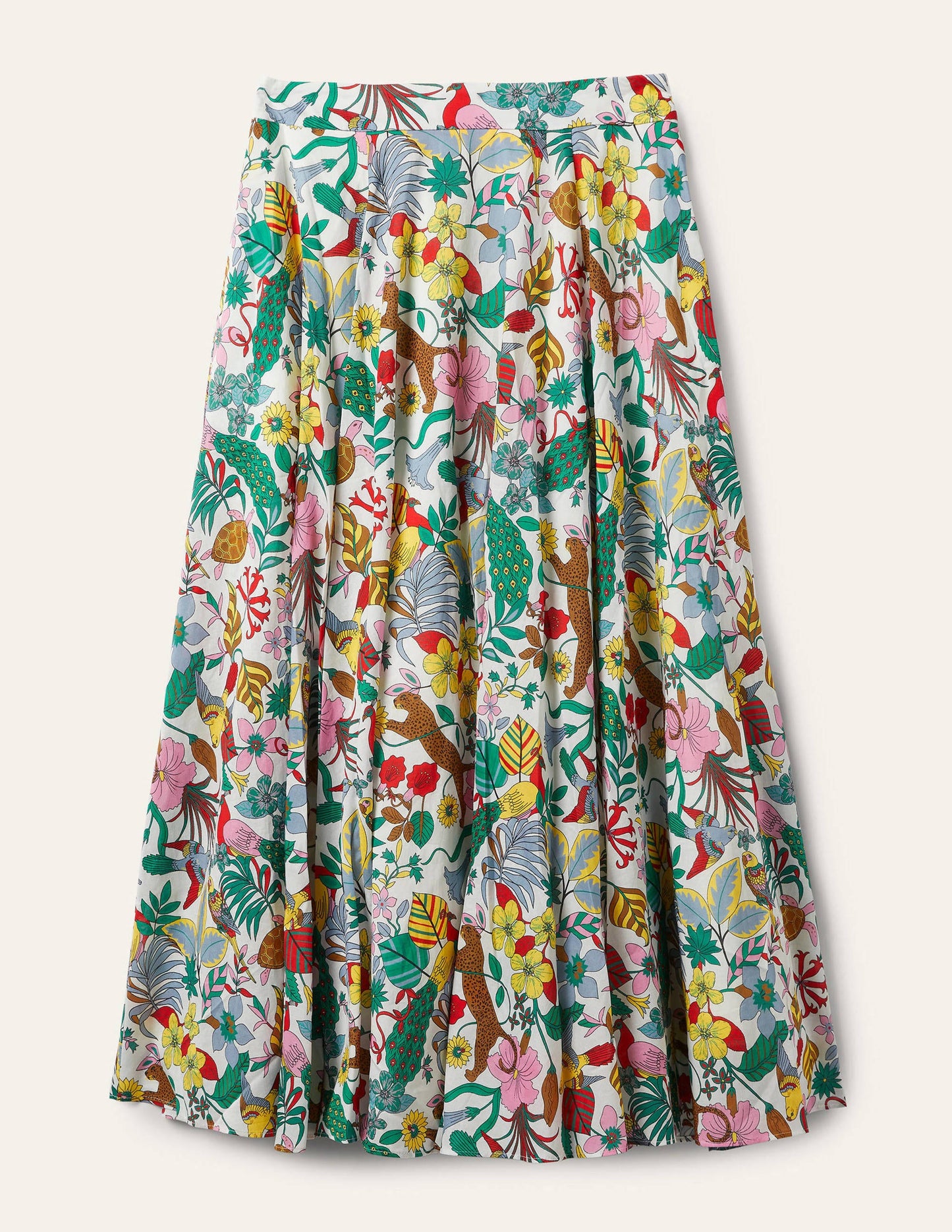 Full Cotton Midi Skirt-Multi, Exotic Paradise