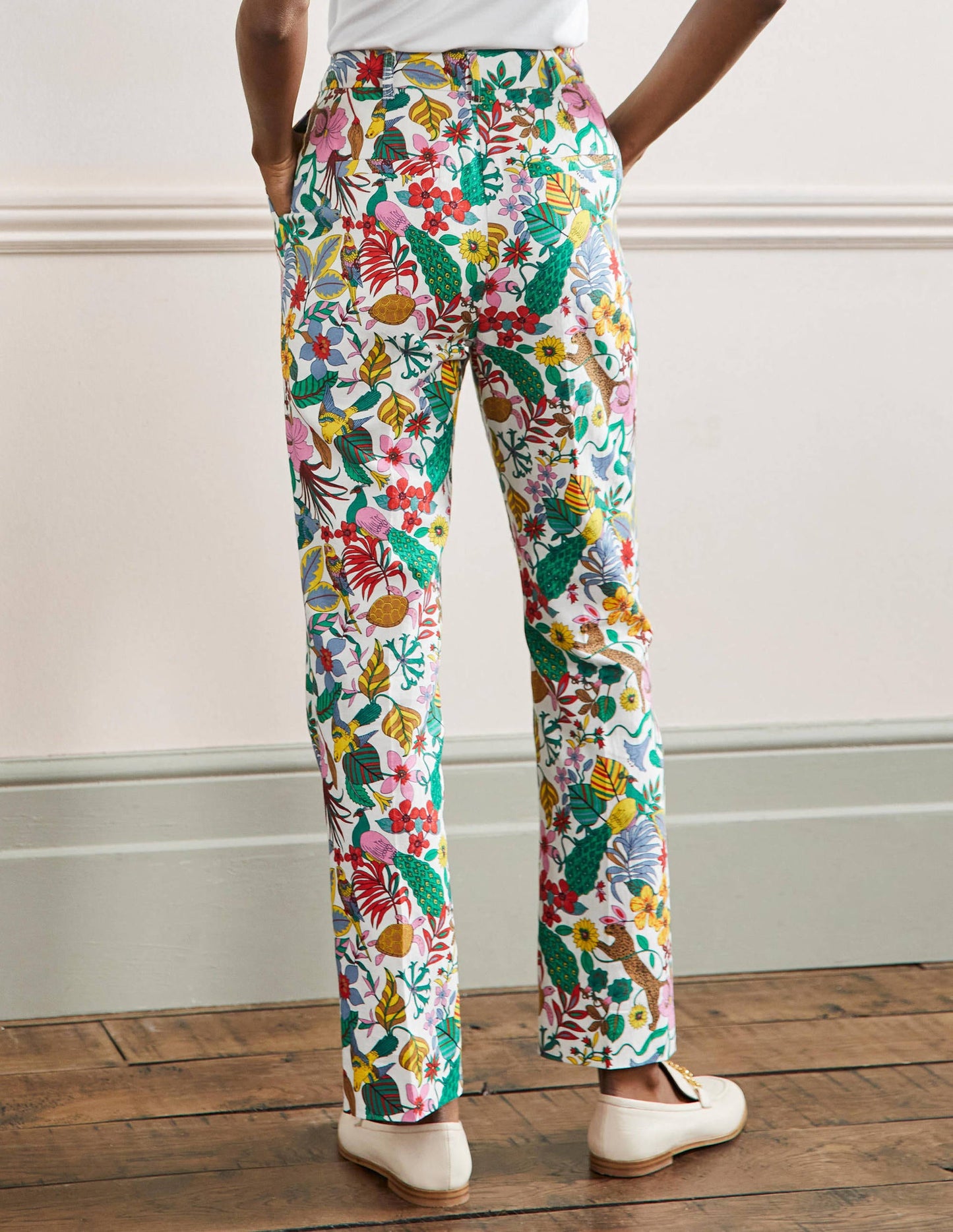 Thea Taillierte Leinenhose-Bunt, Exotisches Paradies