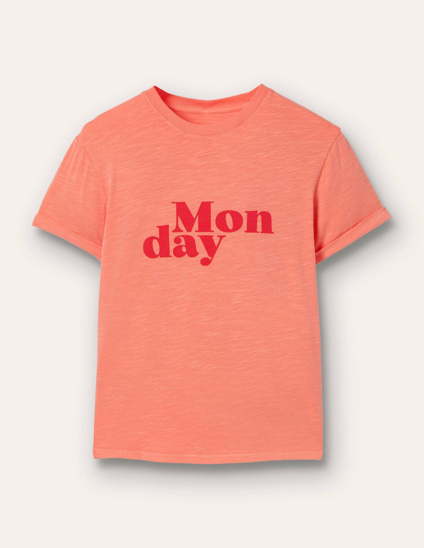 Turn Up Cuff Cotton T-shirt-Burnt Coral, Monday