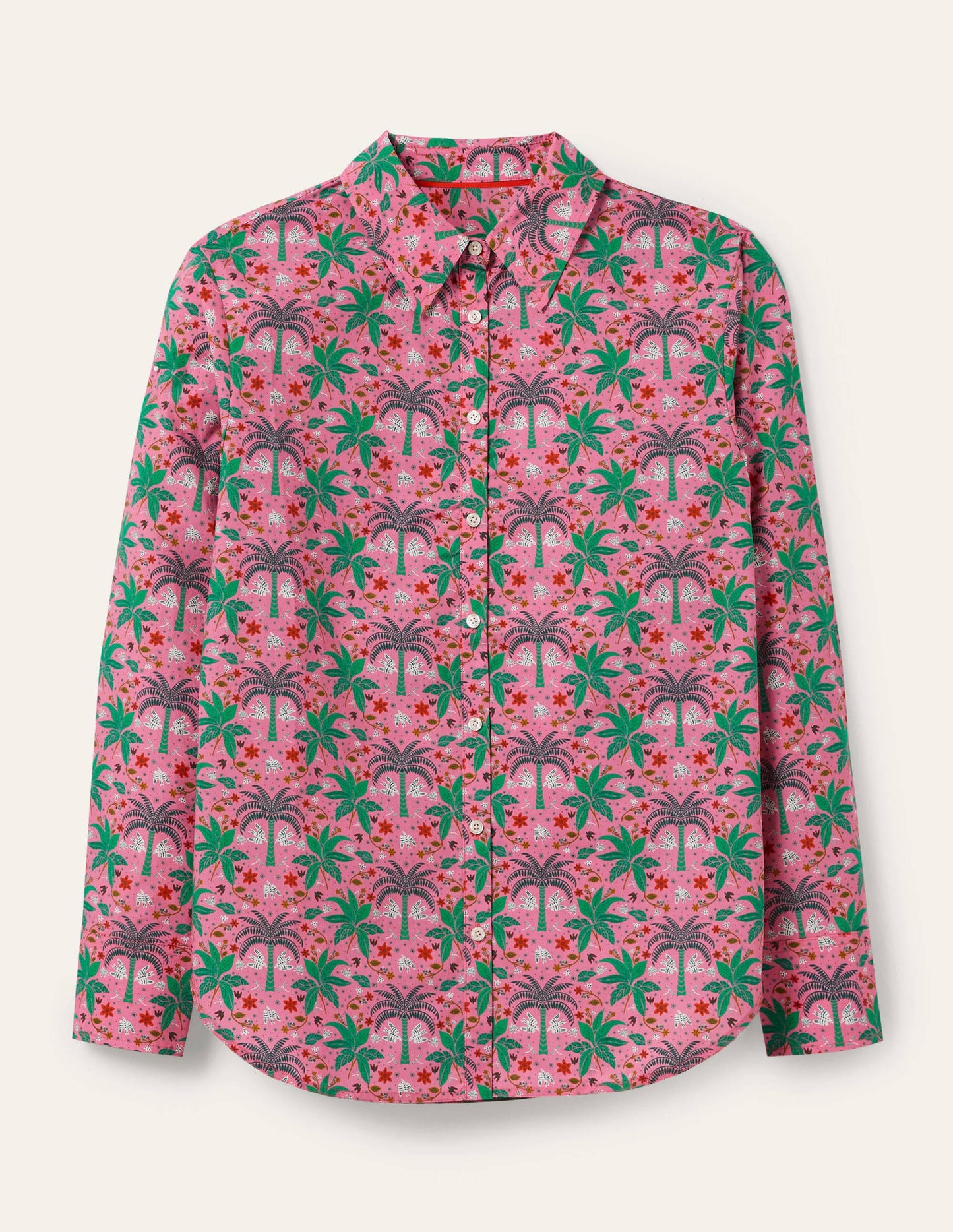 Lässiges Baumwollhemd-Blümchenrosa, Orientalisches Palmenmuster