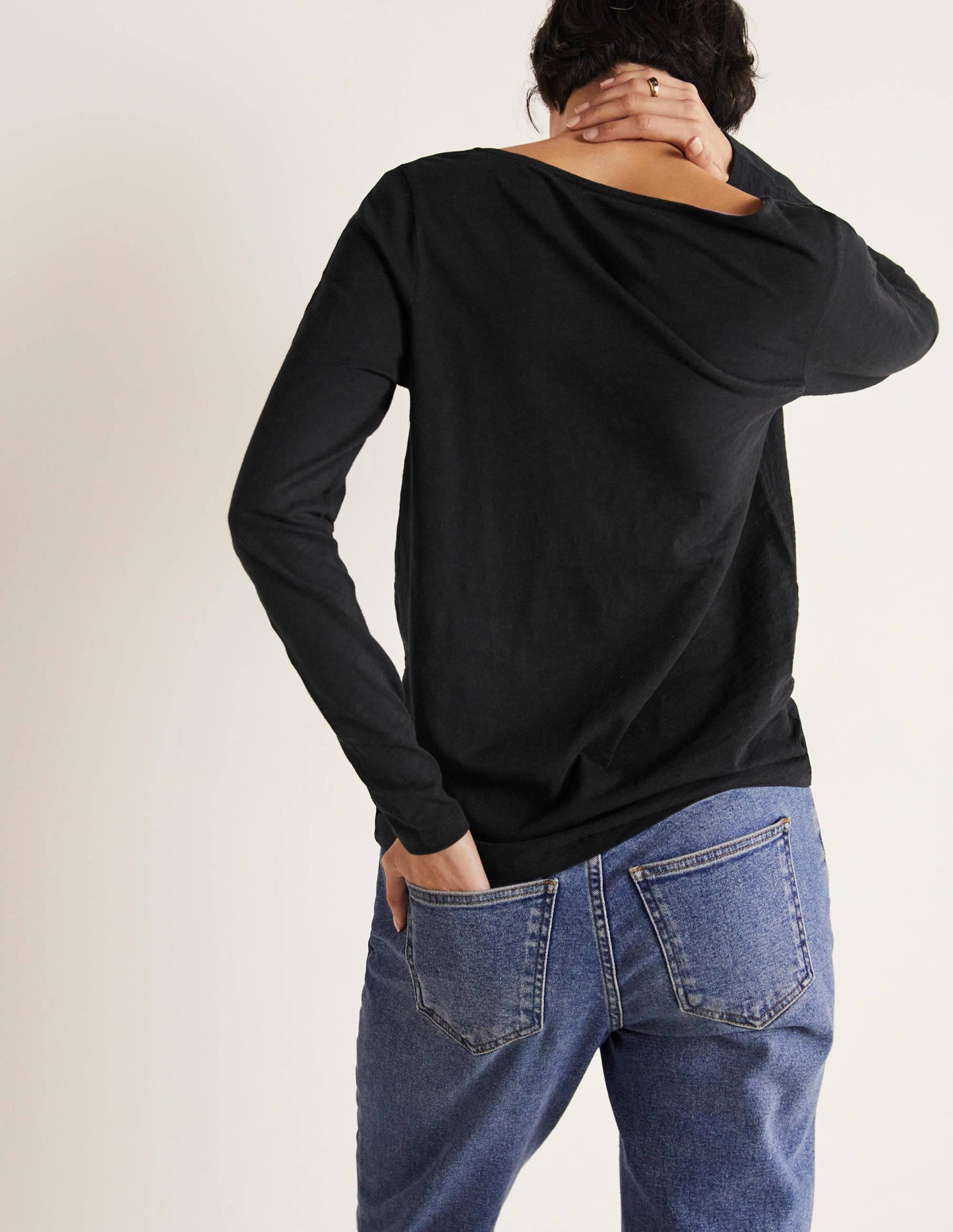 Cotton Square Neck Top-Black