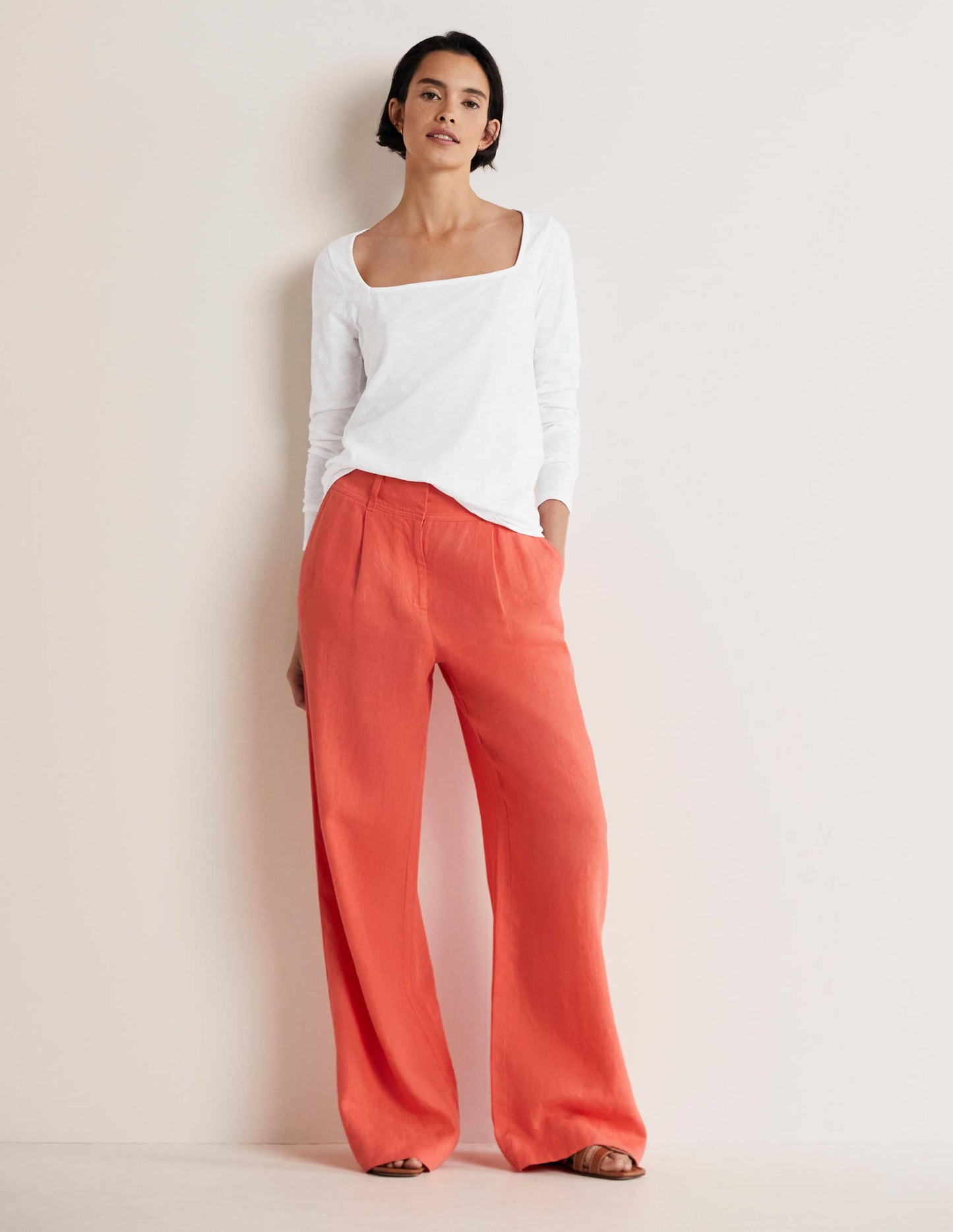 Cotton Square Neck Top-White