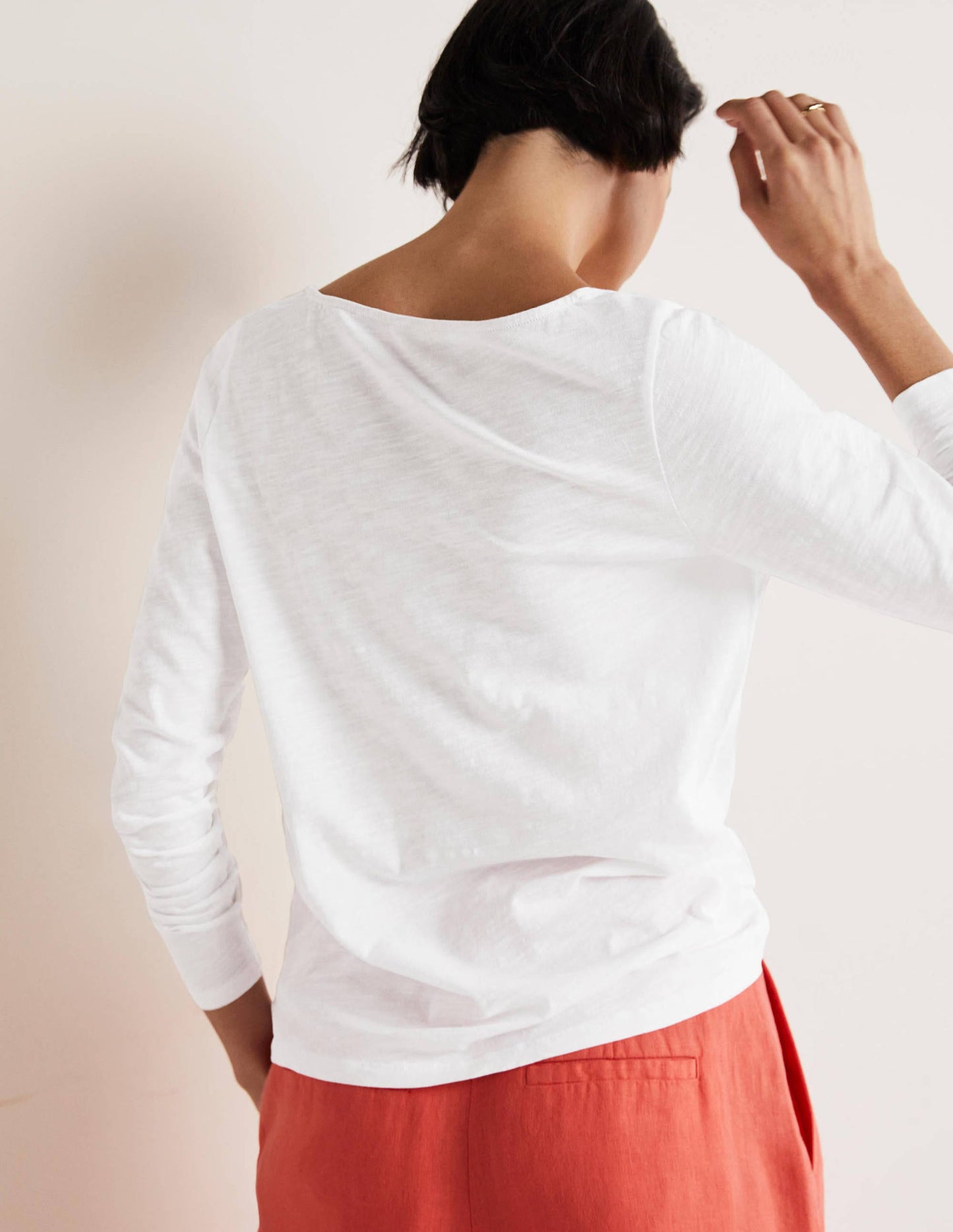 Cotton Square Neck Top-White