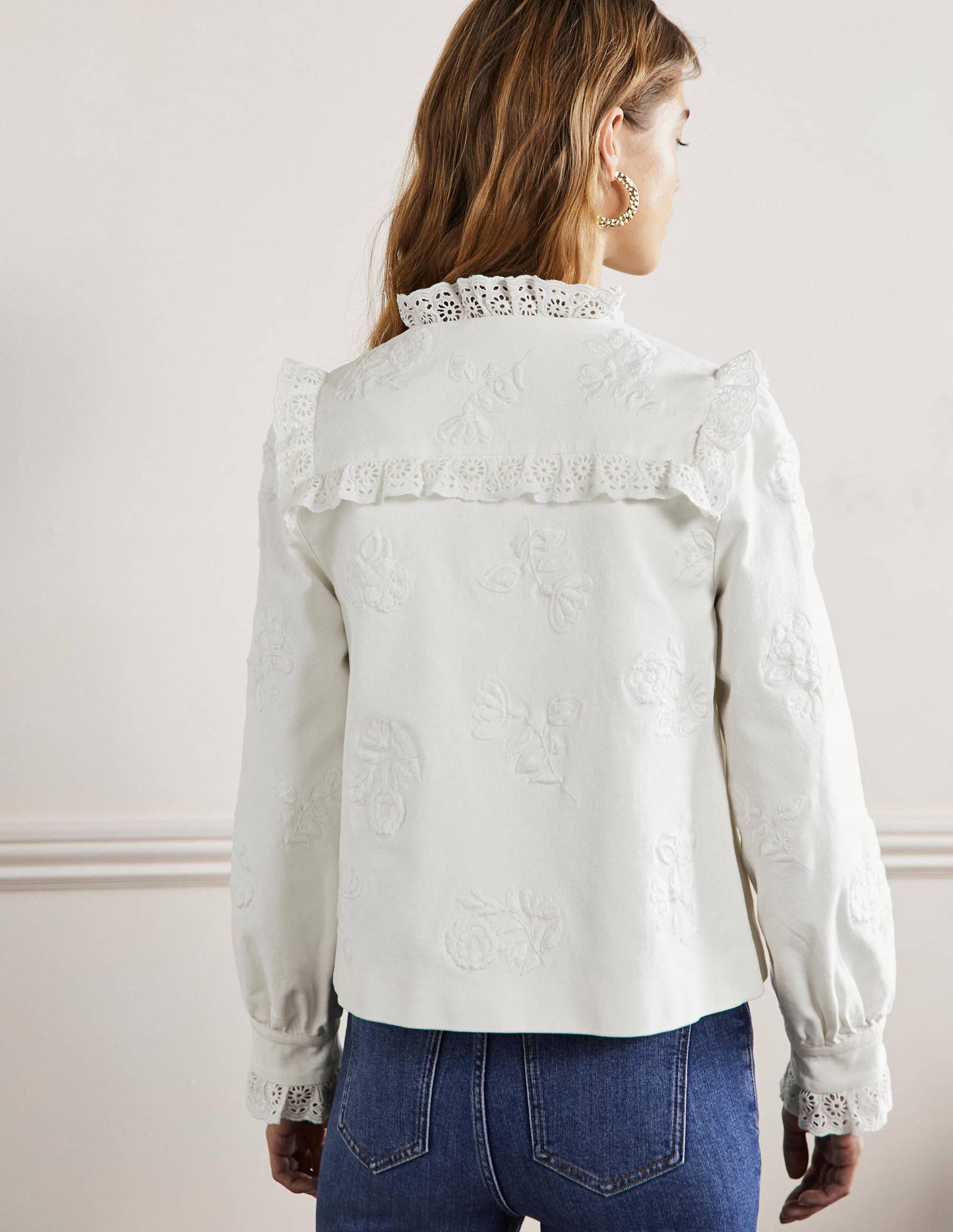 Cotton Broderie Jacket-Ivory