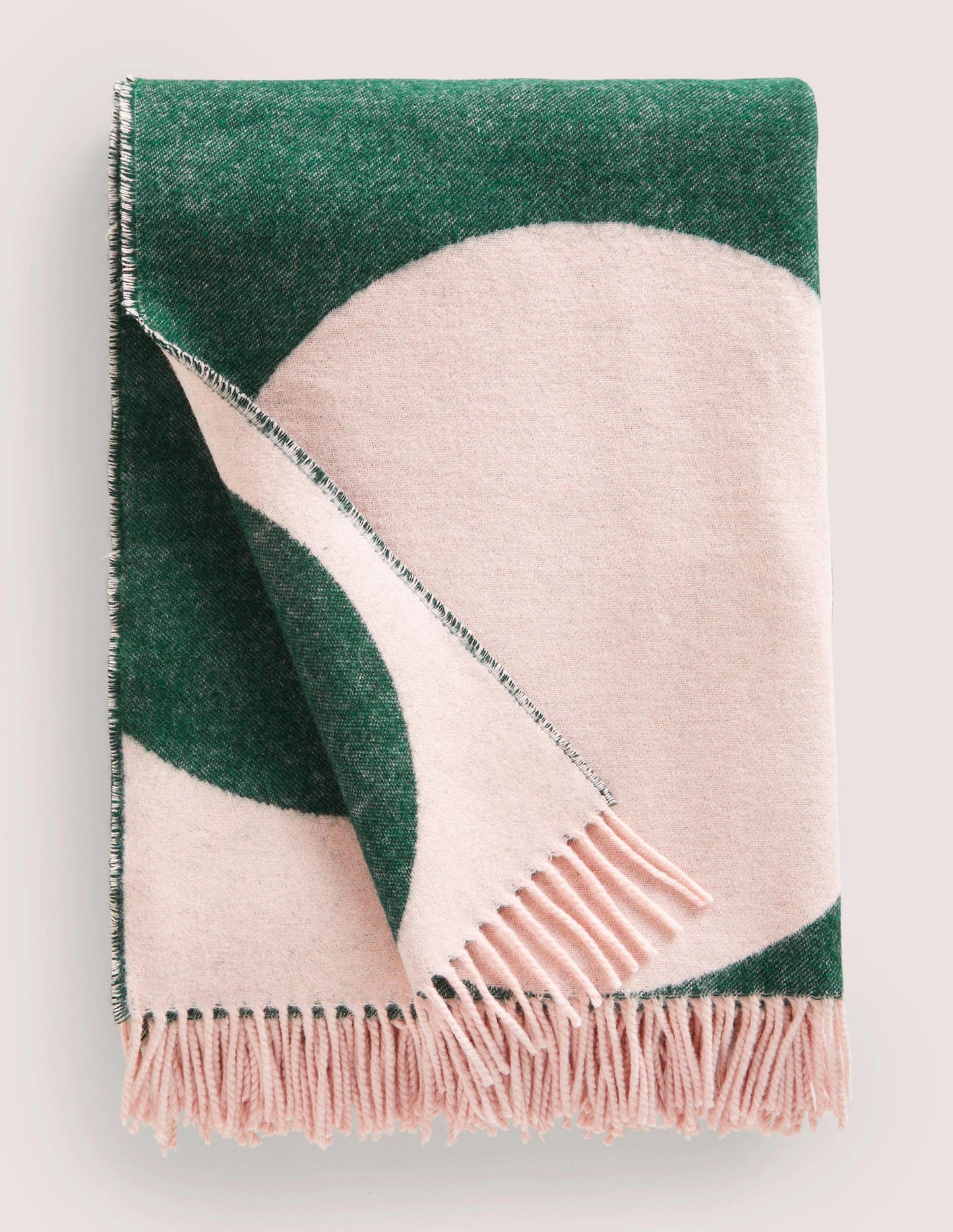 Plaid jacquard en laine-Pois verts/roses