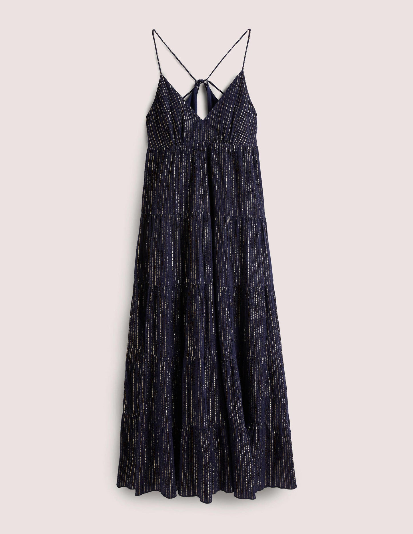 Maxikleid in Blockfarben-Navy, Lurex