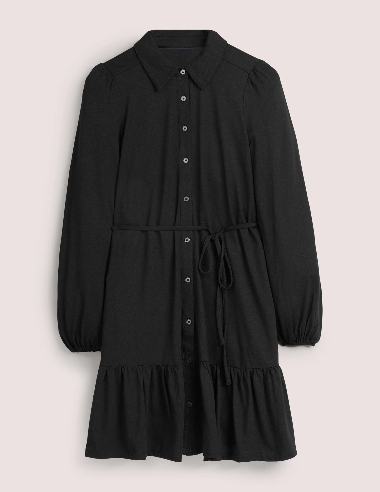 Lockeres Mini-Hemdblusenkleid mit Stufen-Schwarz