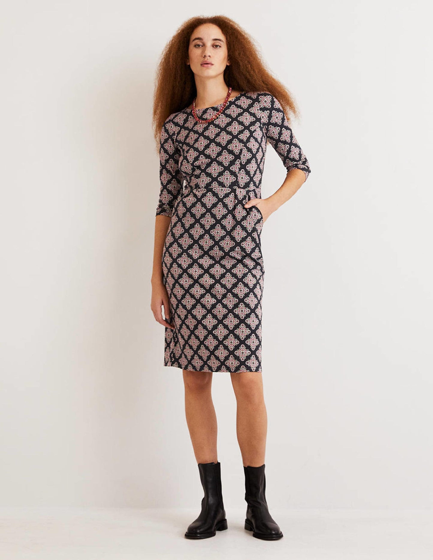 Penny Jerseykleid-Bunt, Gänseblümchen-Kachelmuster