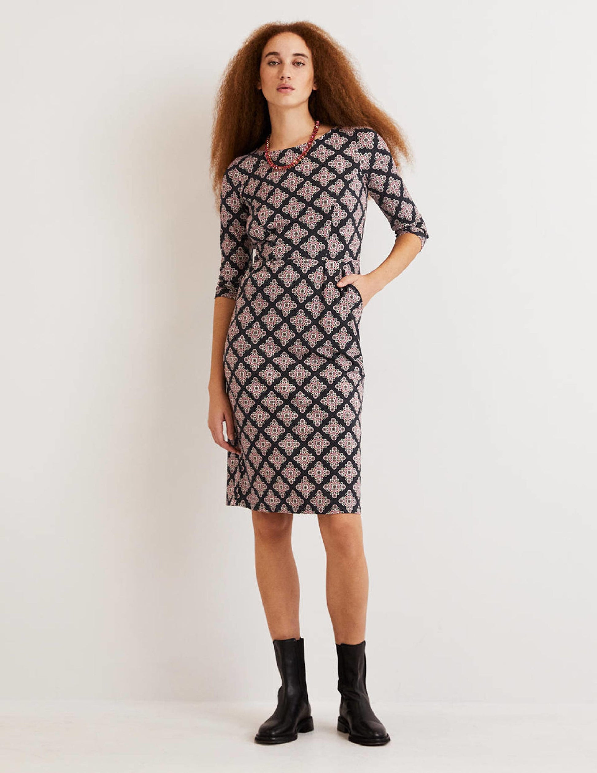 Penny Jerseykleid-Bunt, Gänseblümchen-Kachelmuster-5