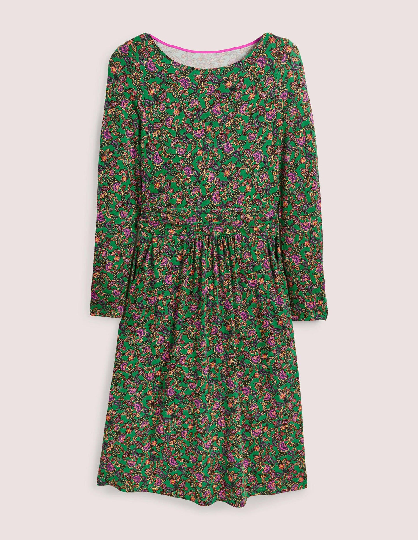 Abigail Jerseykleid-Schottengrün, Exotisches Blumenmuster