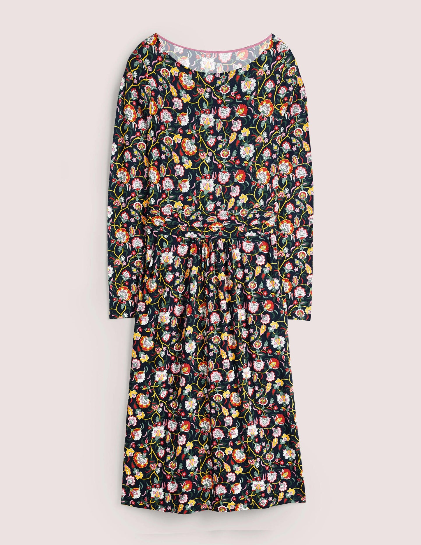 Abigail Jerseykleid-Französisches Navy, Üppige Blumen