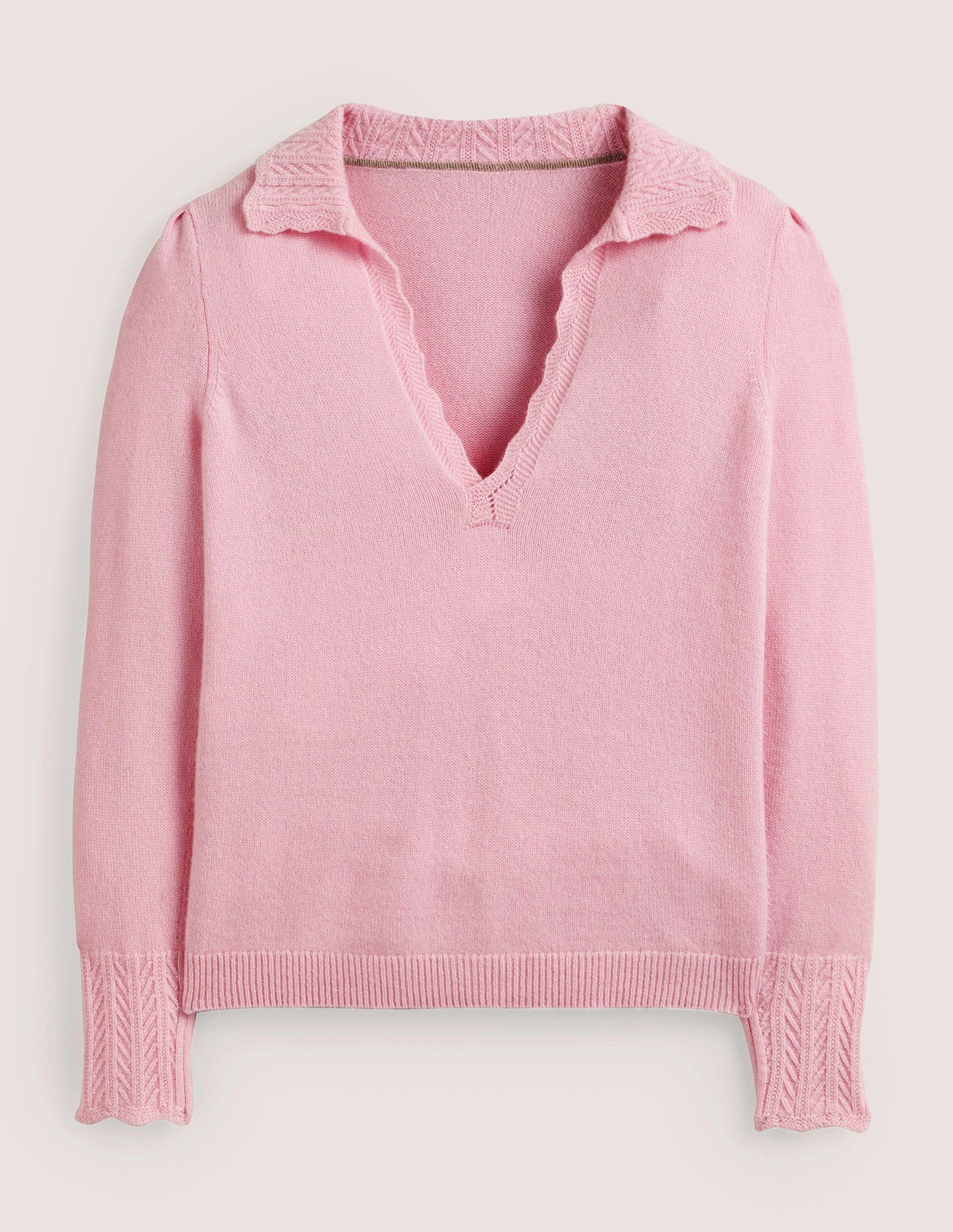 Kaschmirpullover mit Kragendetail-Cameo-Rosa