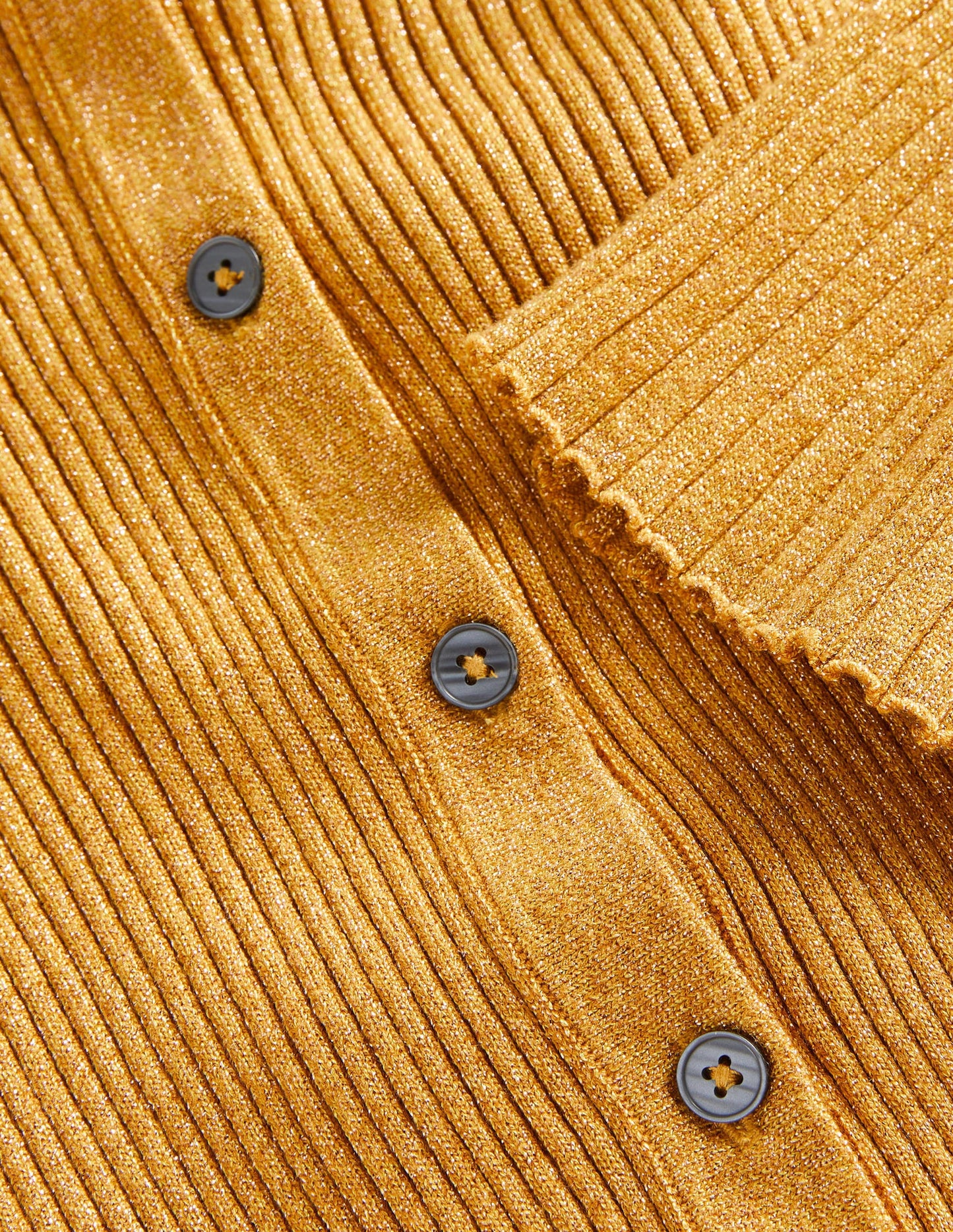 Gold Ribbed Metallic Cardigan-Gold