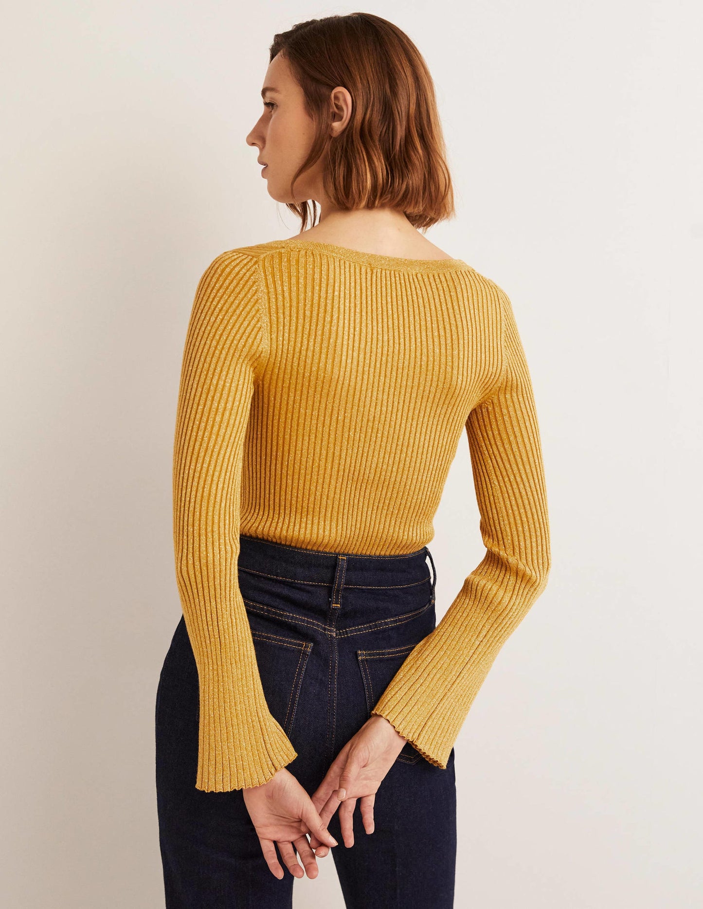Gold Ribbed Metallic Cardigan-Gold