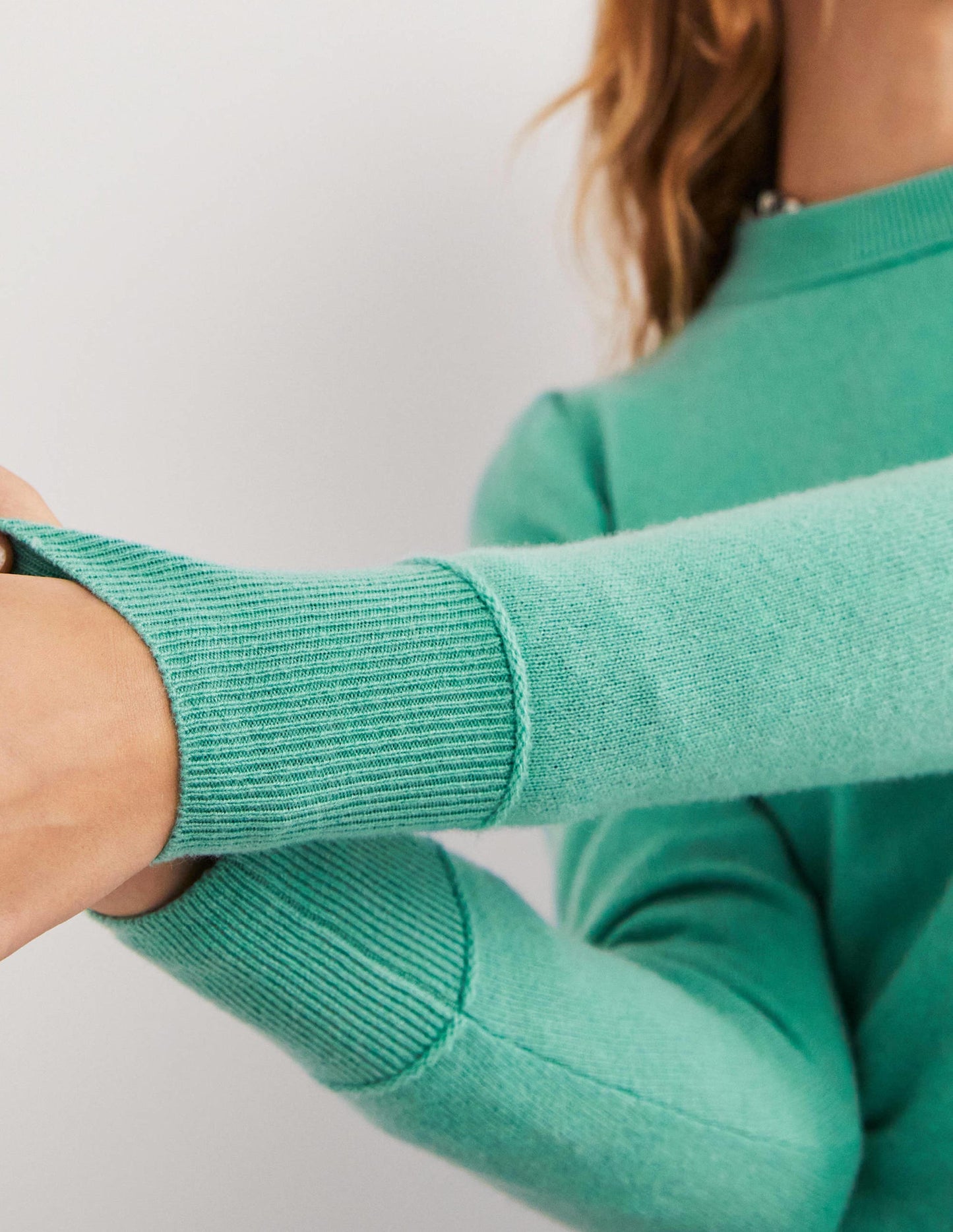 Kaschmirpullover mit Puffärmeln-Indischer Ozean Melange