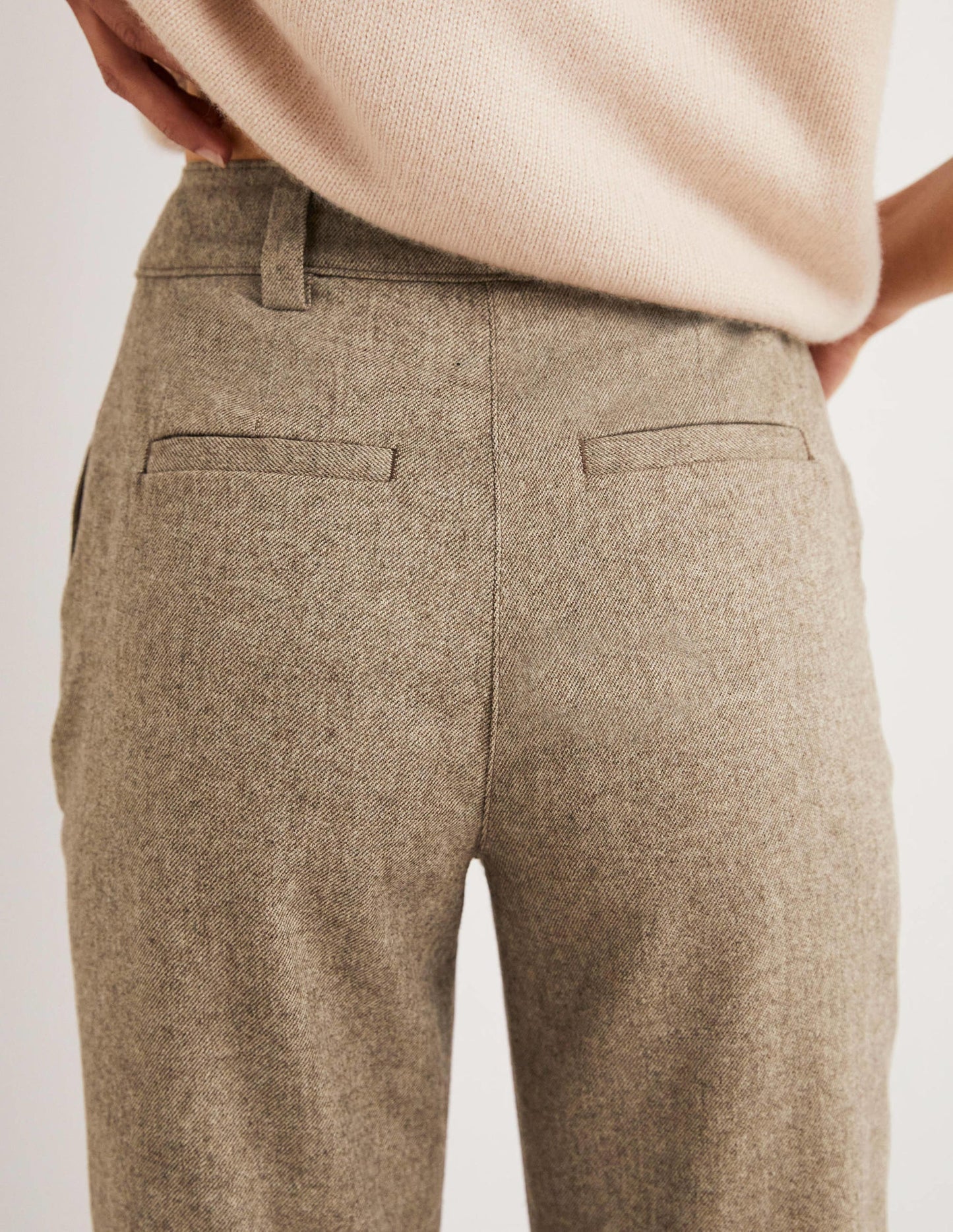 Barrel-Hose aus Flanell-Hellbeige Meliert