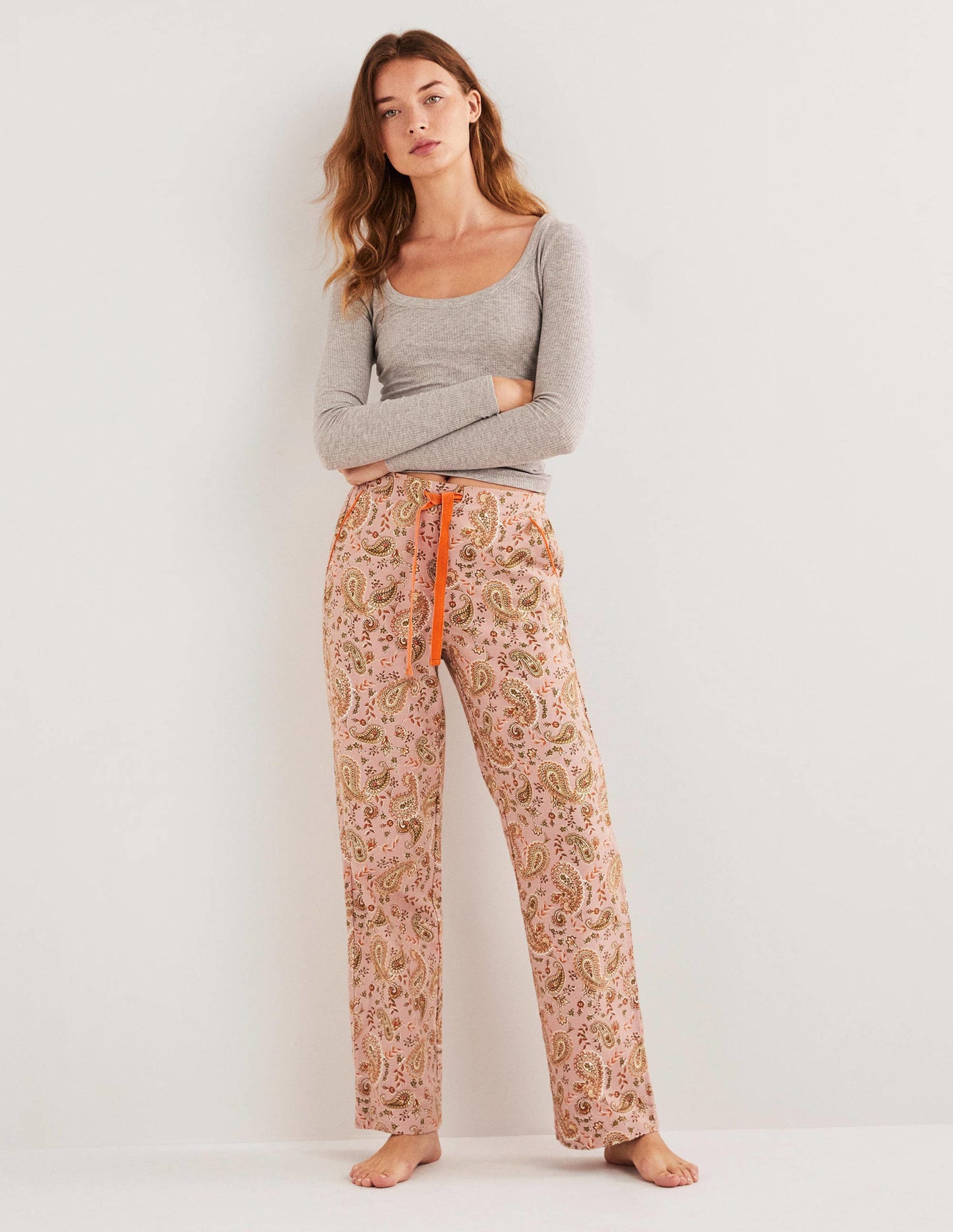 Pink Paisley Print Pyjama Bottoms-Milkshake, motif Paisley Passion