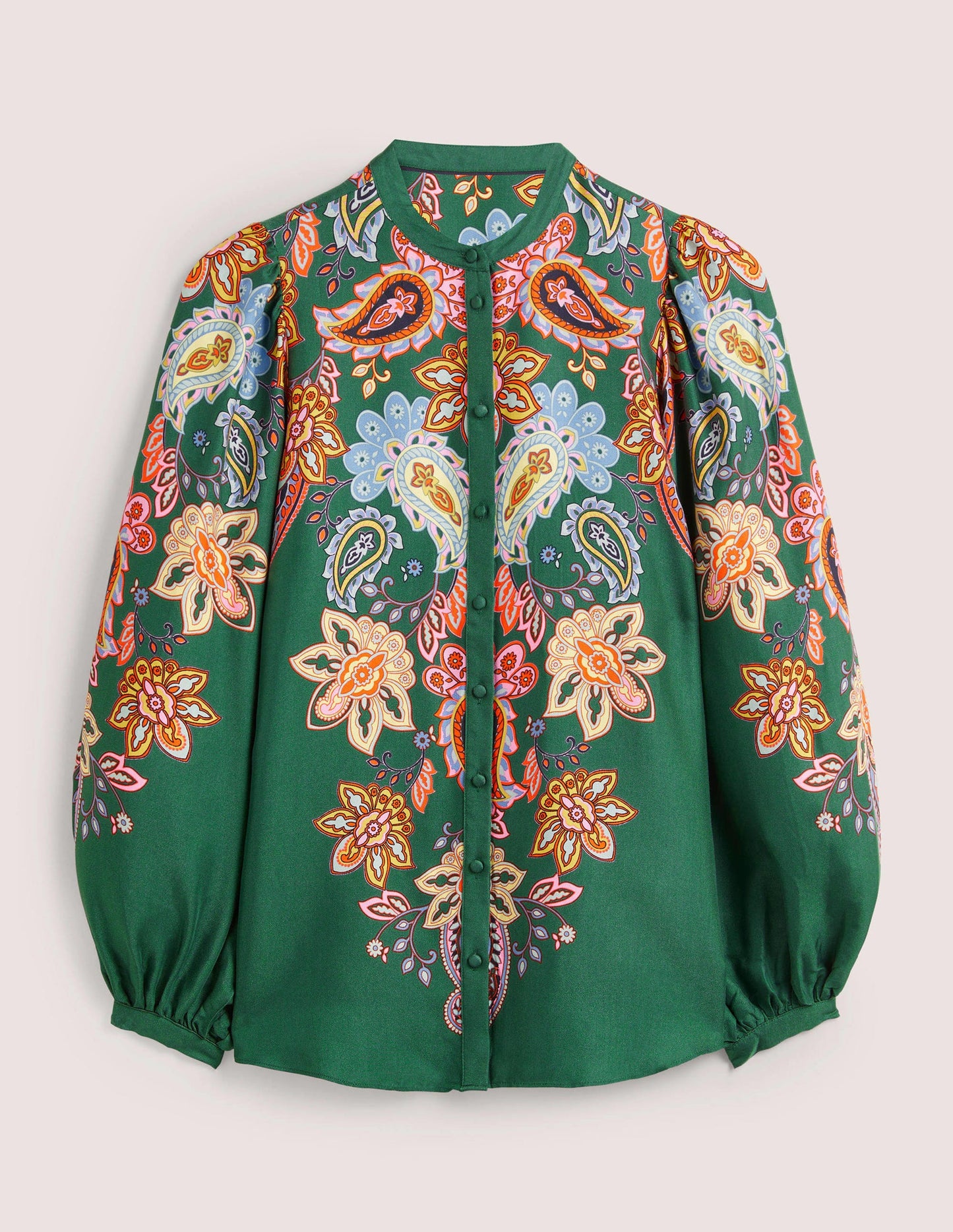 Anna Bluse mit Blousonärmeln-Trekking-Grün, Paisleymuster