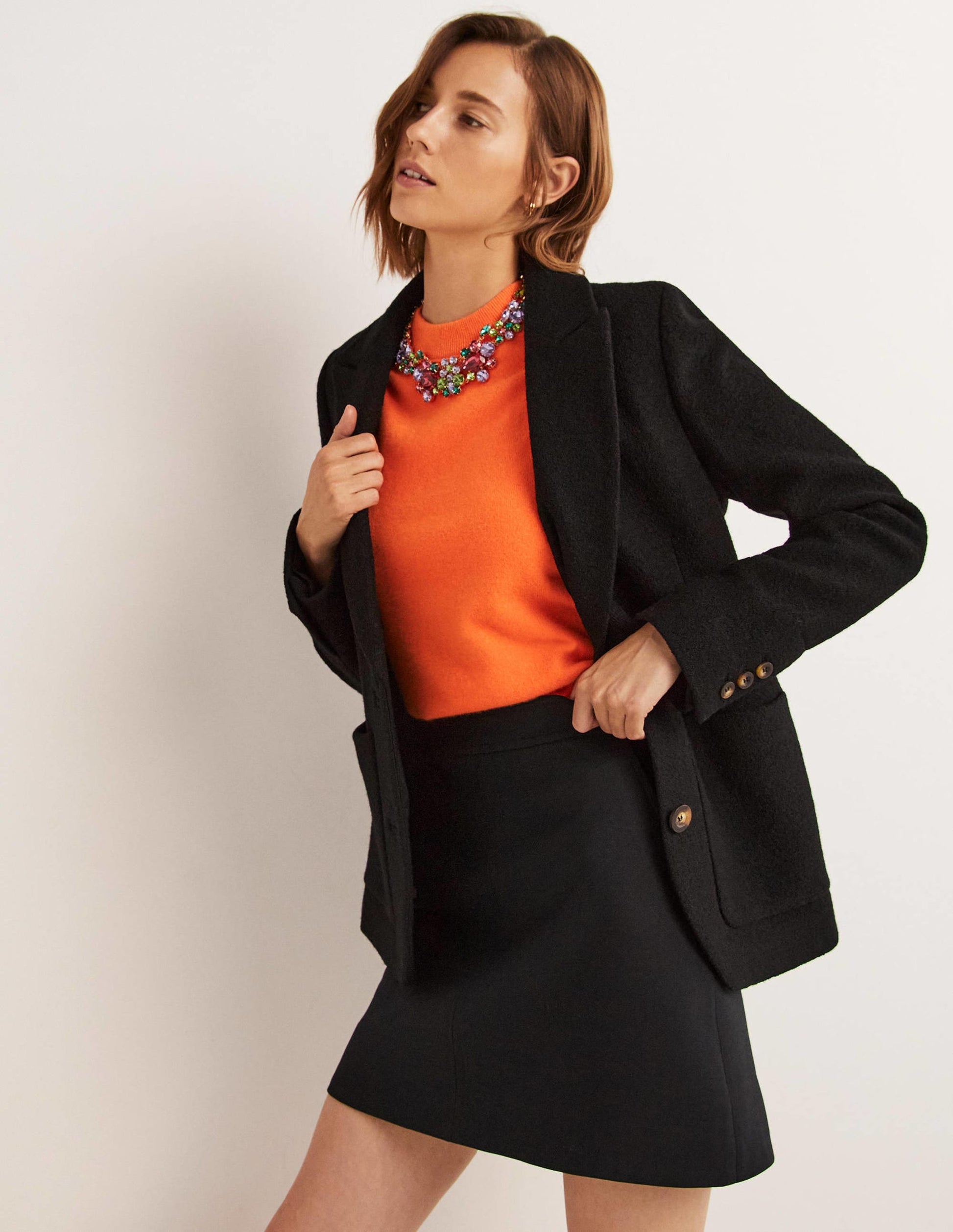 Bella Strukturierter Blazer aus Wolle-Schwarz-1