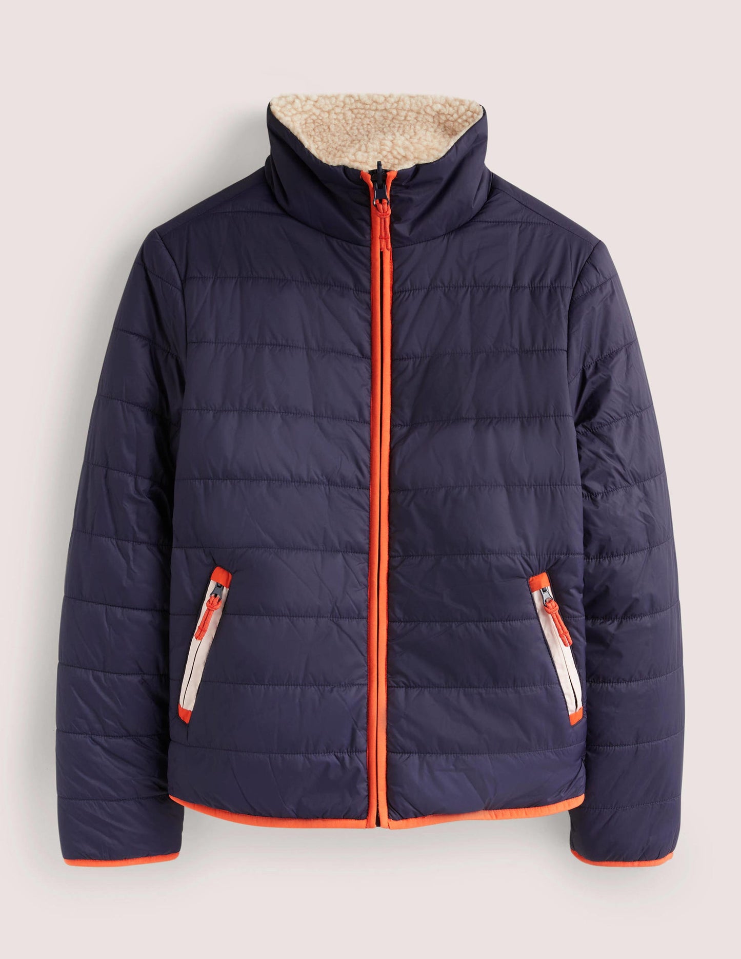 Wendbare Borg-Steppjacke-Navy/Tigerlilienrot