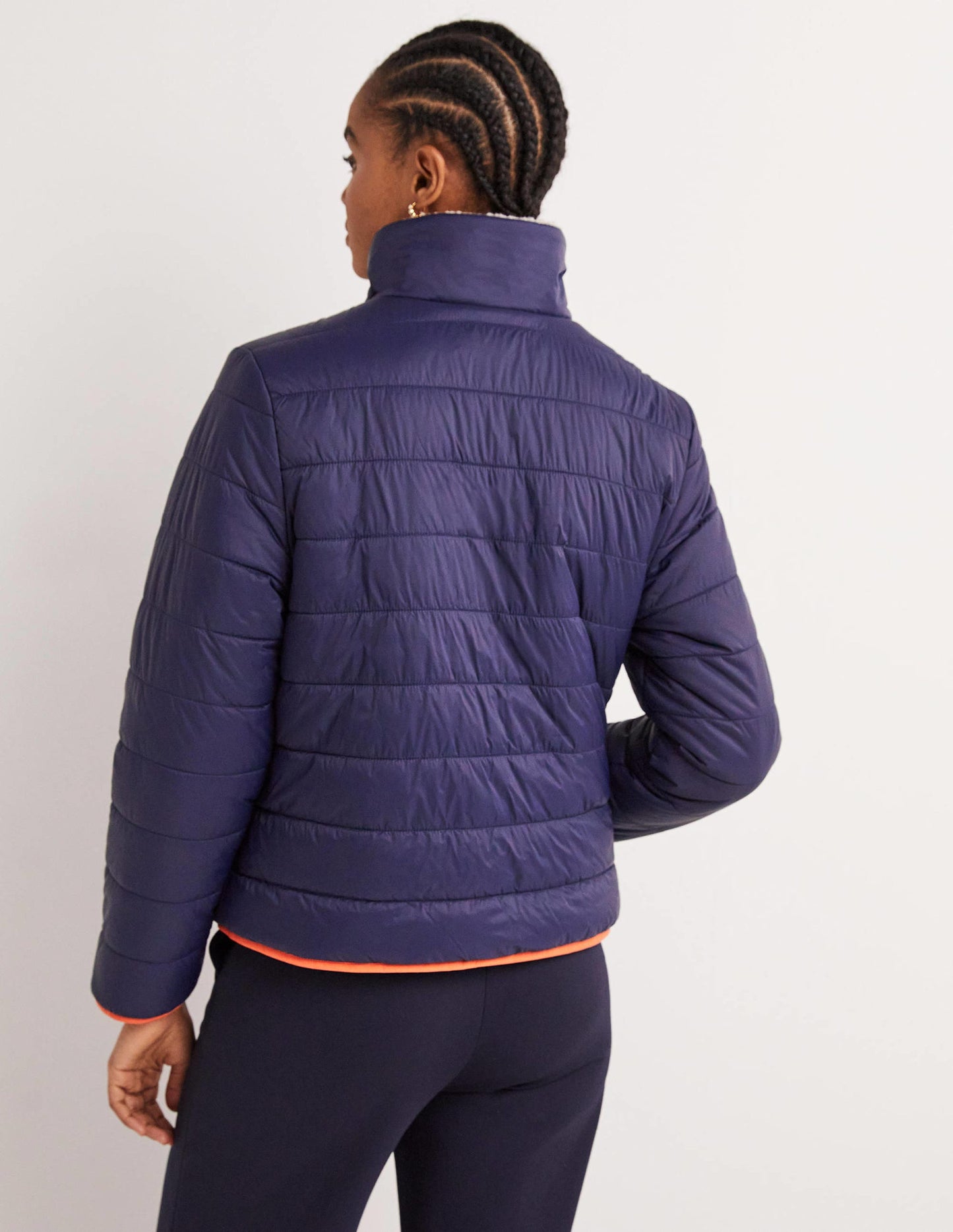 Wendbare Borg-Steppjacke-Navy/Tigerlilienrot