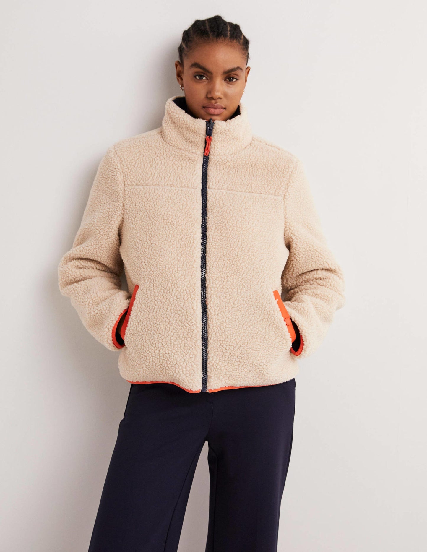 Wendbare Borg-Steppjacke-Navy/Tigerlilienrot