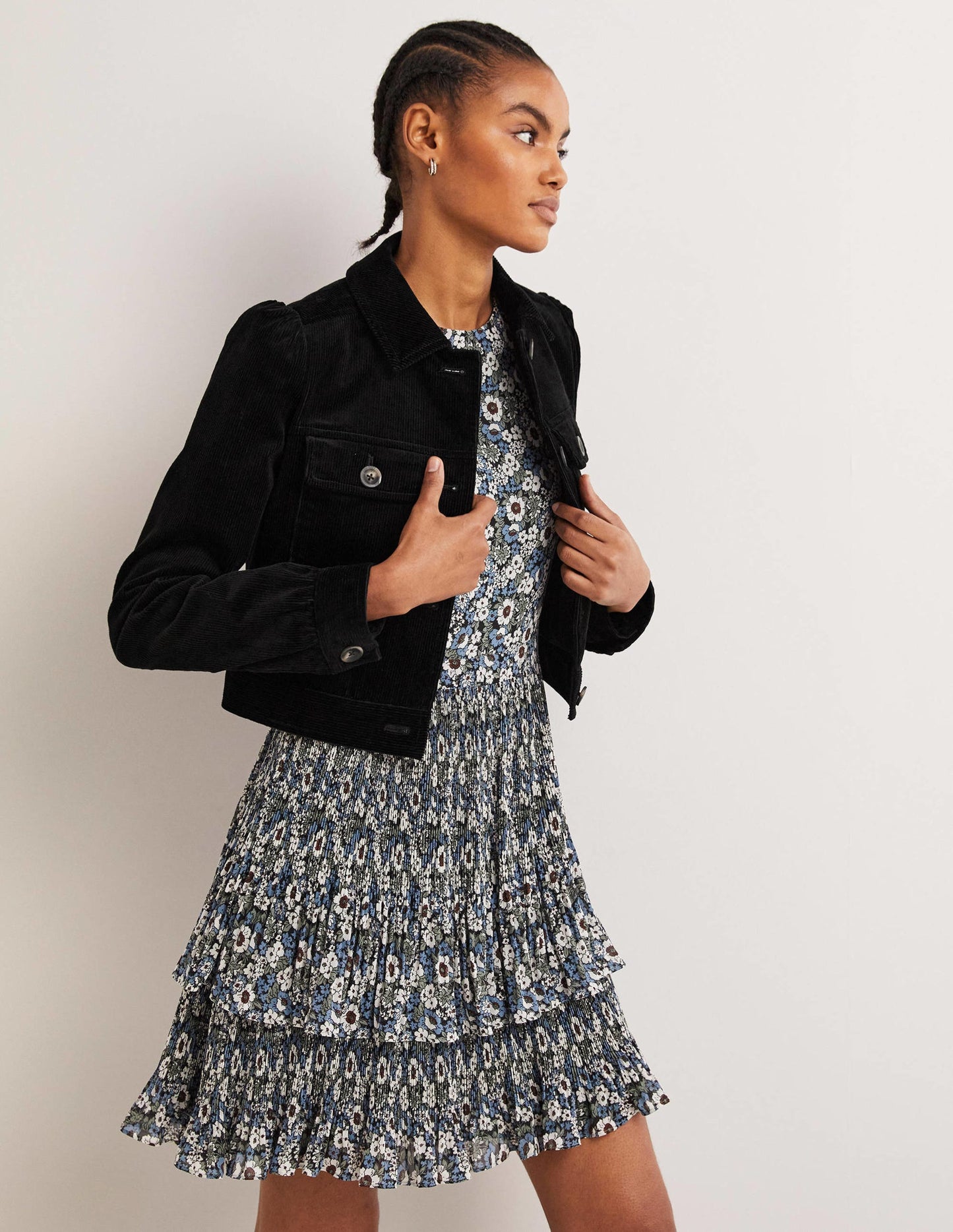 Kurze Cordjacke-Schwarz