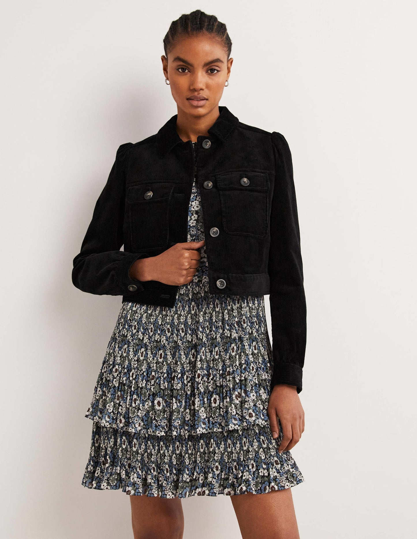 Kurze Cordjacke-Schwarz