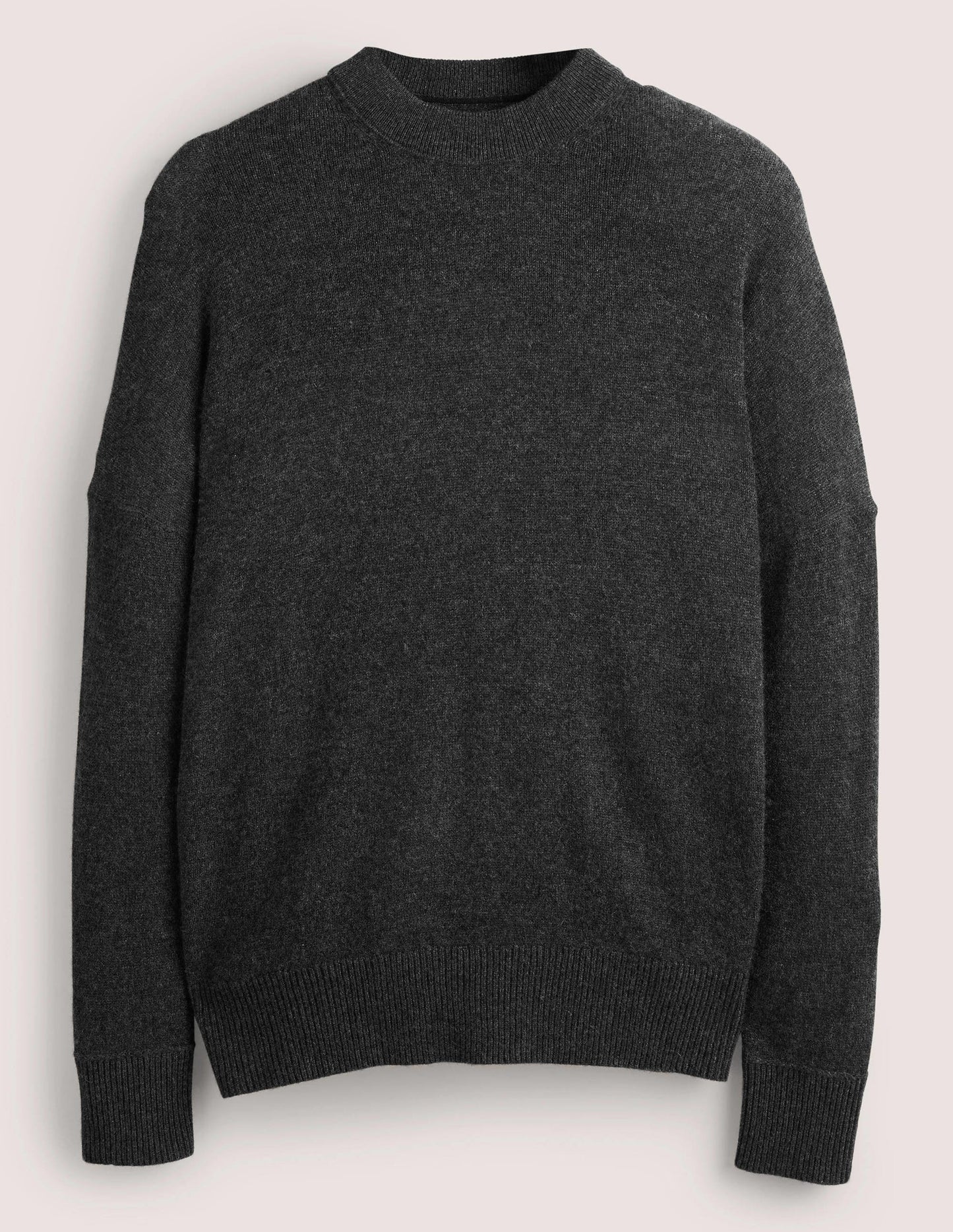 Boyfriend-Kaschmirpullover mit Rundhalsausschnitt-Anthrazit Melange