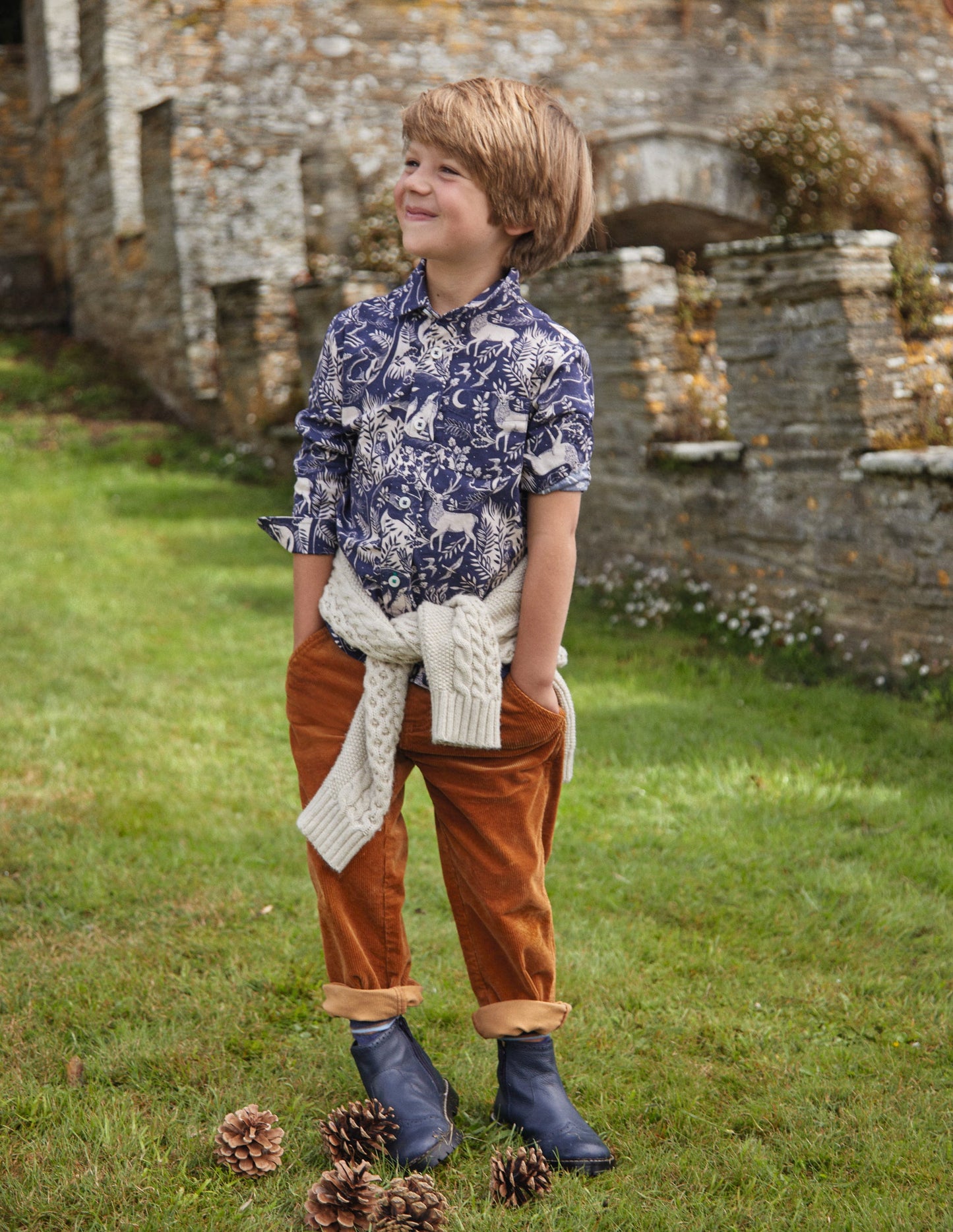 Baumwollhemd-Schuluniform-Marineblau Magischer Wald