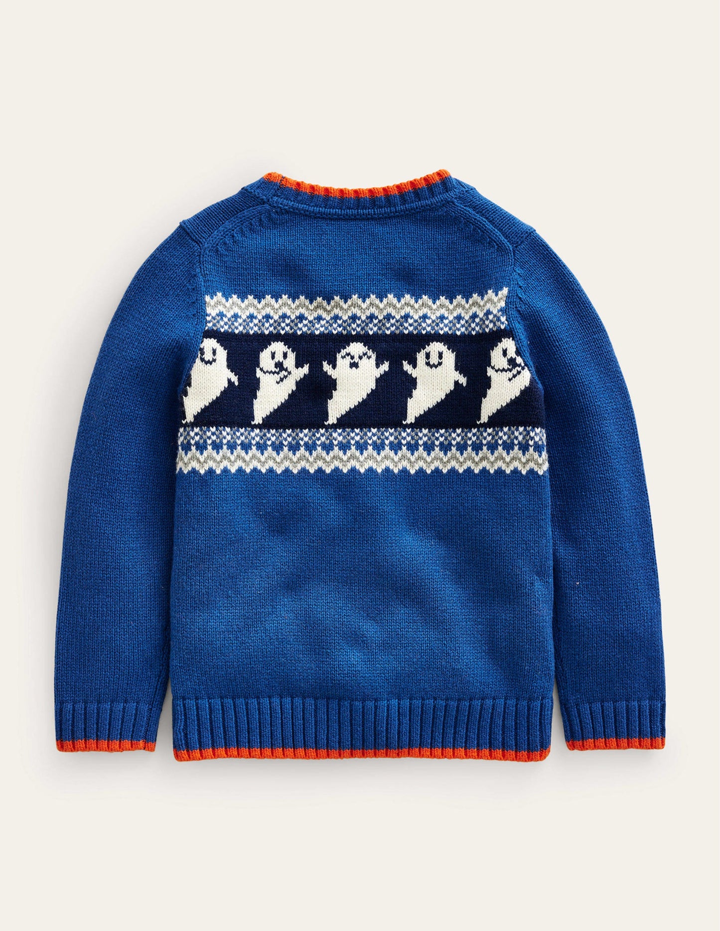 Halloween Fair-Isle-Pullover-Delftblau Meliert
