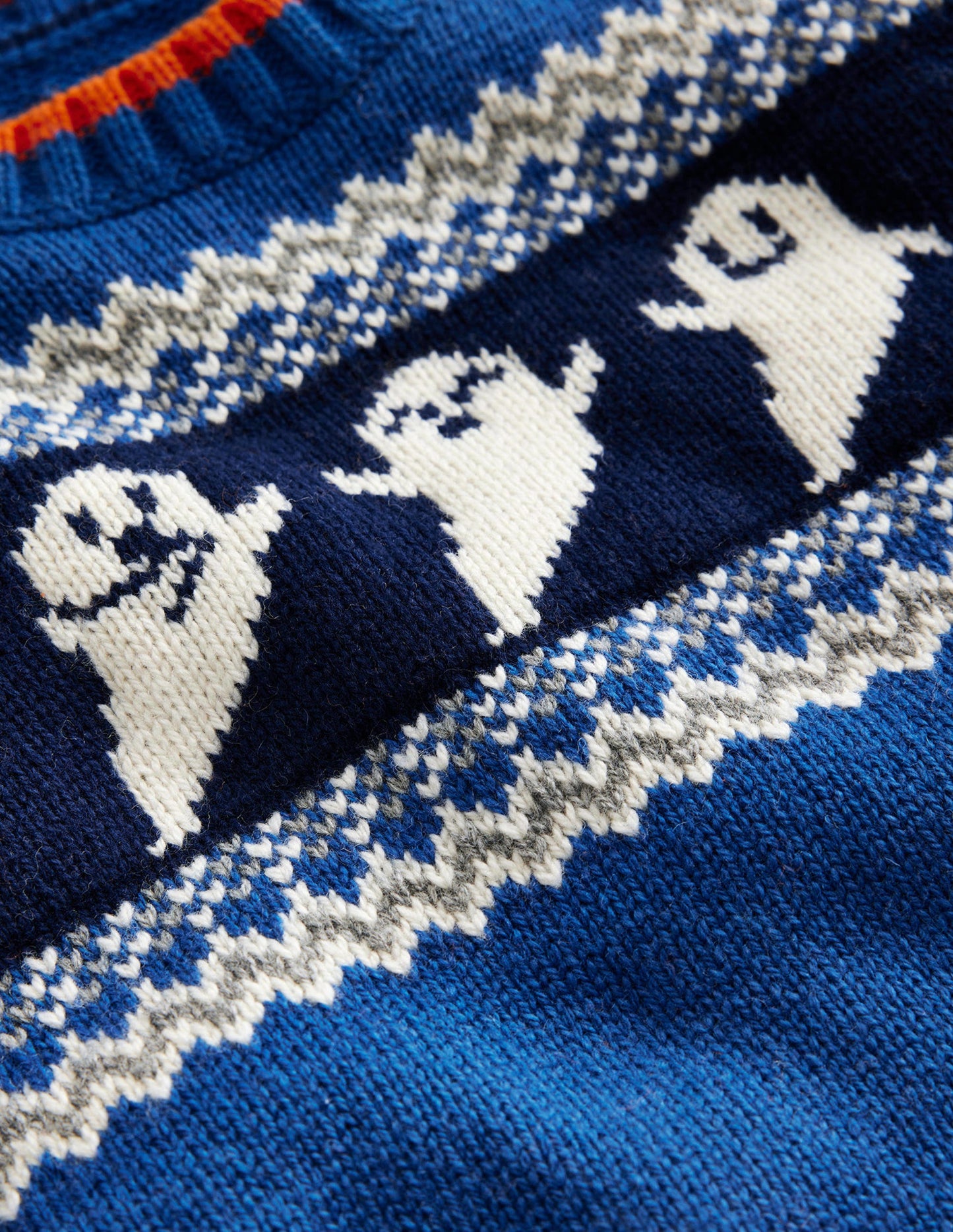 Halloween Fair-Isle-Pullover-Delftblau Meliert