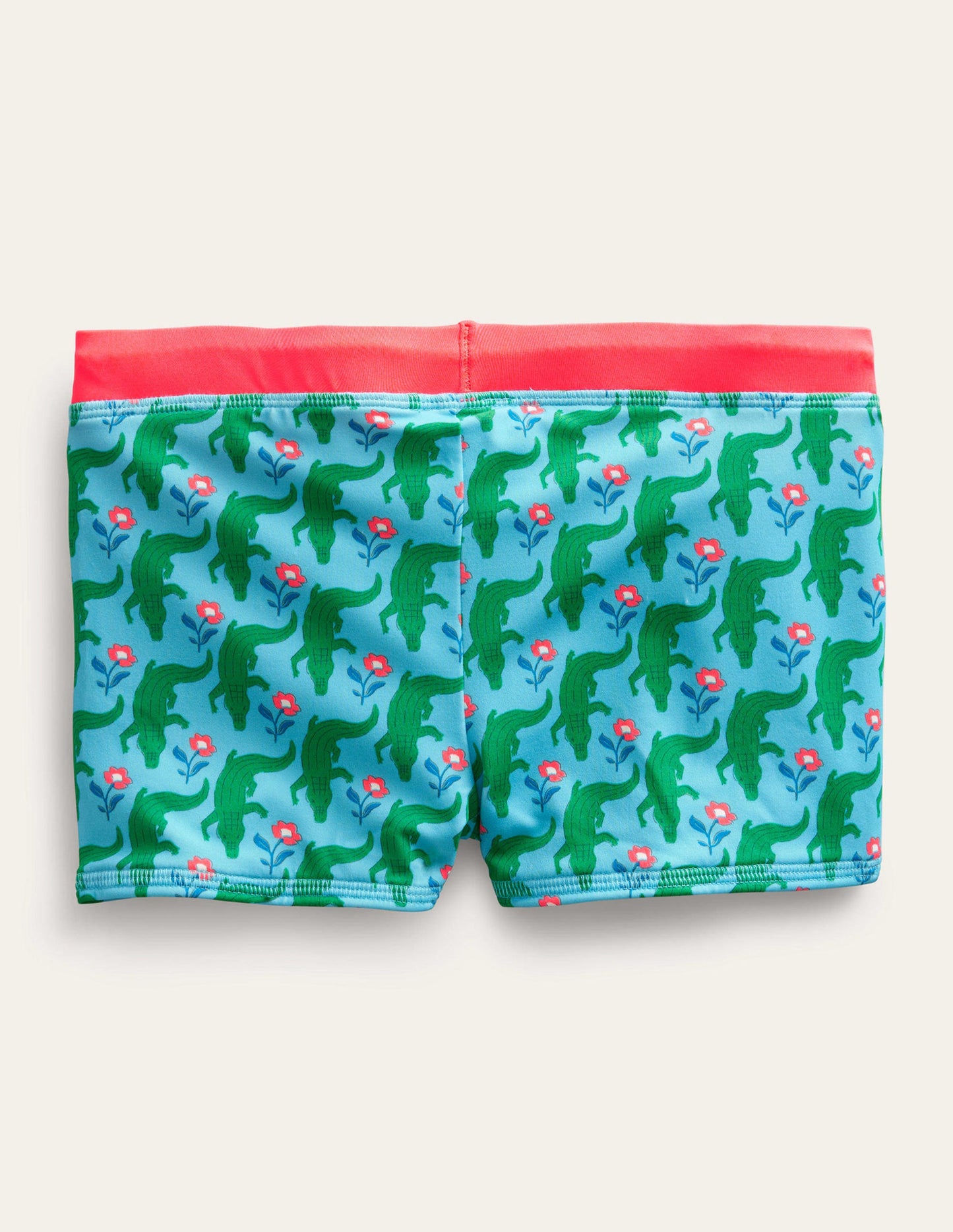 Short de bain-Motif Crocodile Woodblock aigue-marine