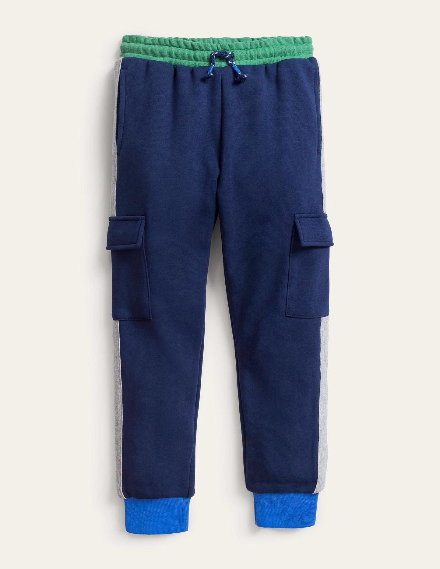 Jogginghose mit Blockfarben-Dunkles Grasgrün/Schuluniform-Navy