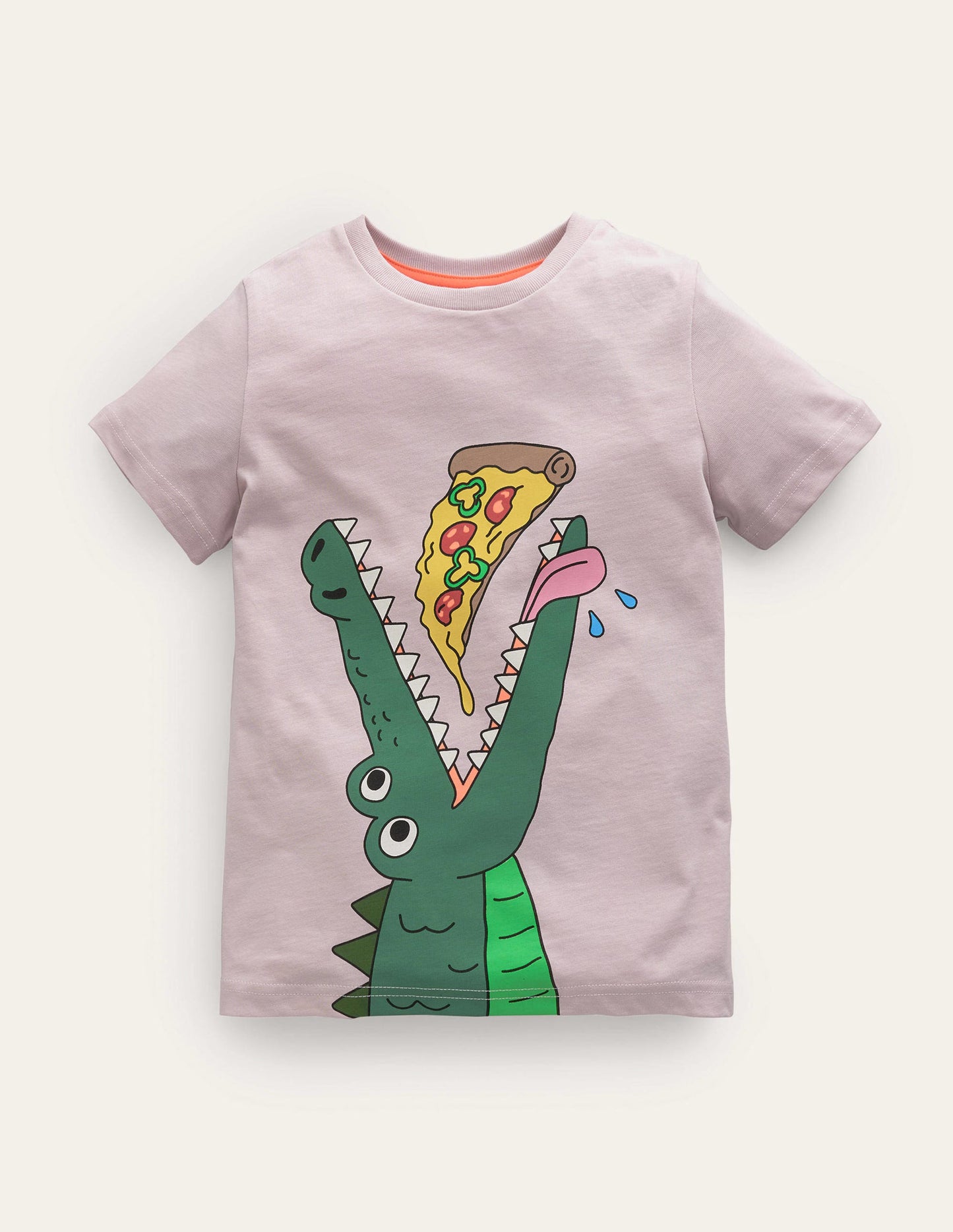 T-Shirt mit fröhlichem Tiermotiv-Französisches Rosa, Krokodil
